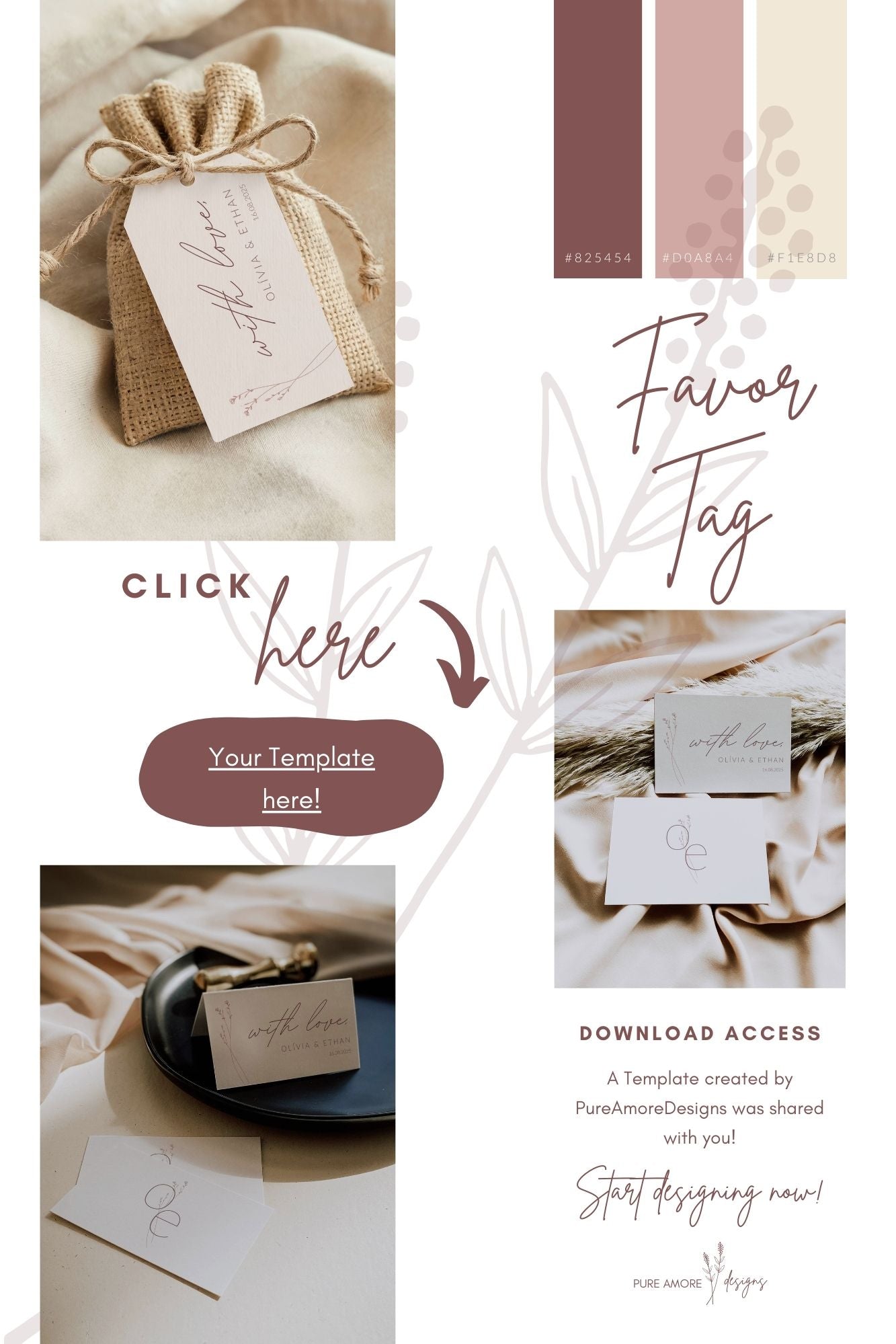 Favors Tag Template | Modern Romantic Collection