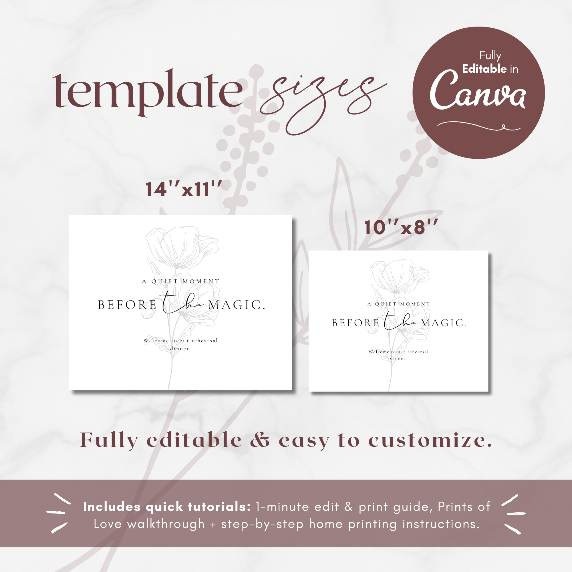 Alba Serenity Wedding Rehearsal Dinner Sign Template
