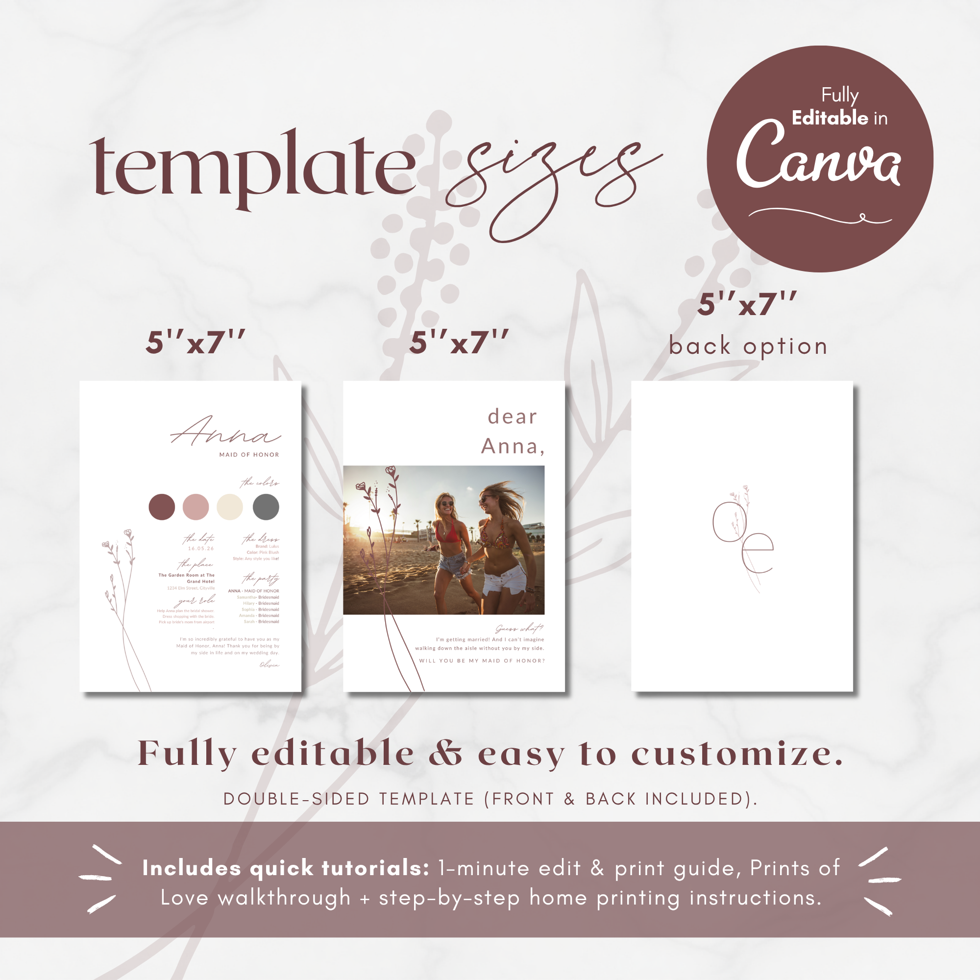 Modern Romantic Maid of Honor Proposal Card Template