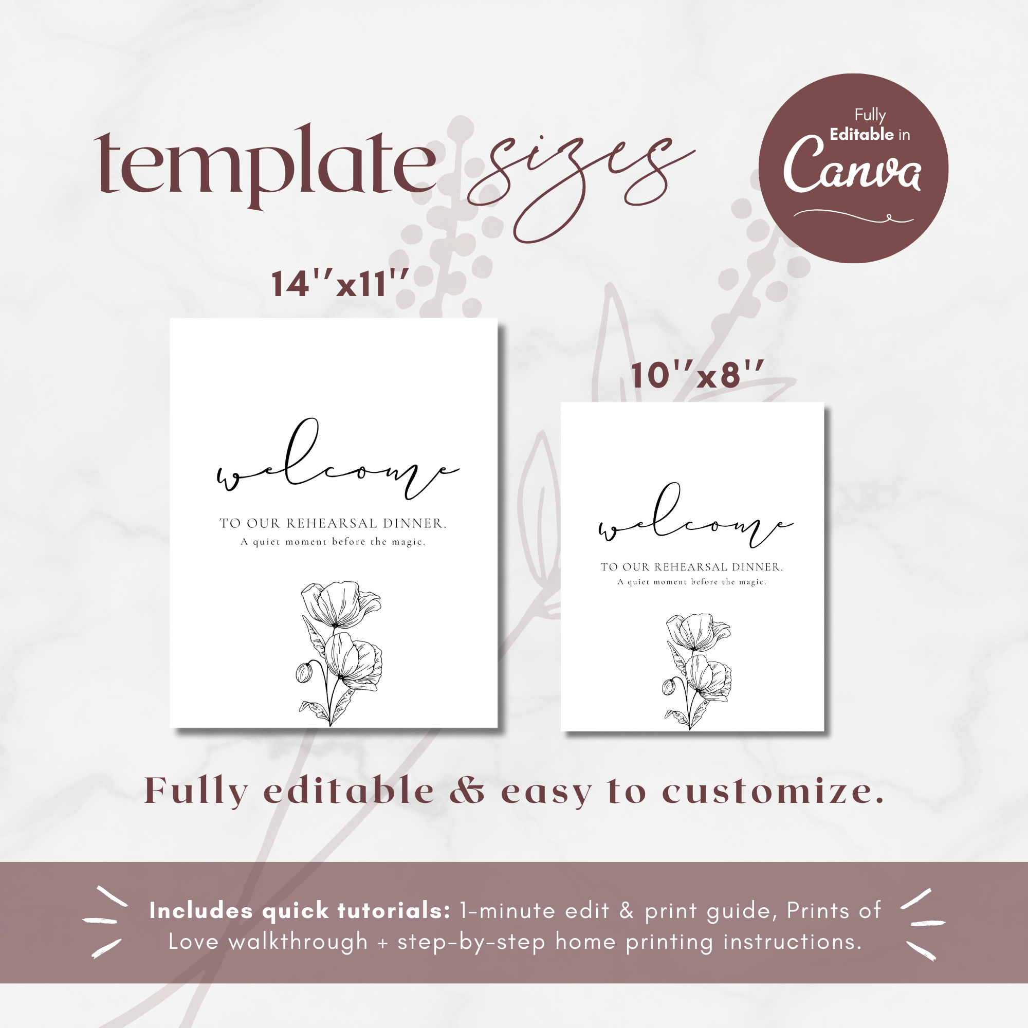 Alba Serenity Wedding Rehearsal Dinner Sign Template
