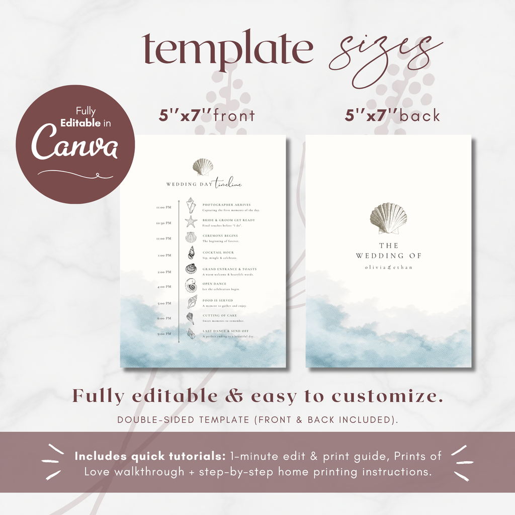 Coastal Whisper Wedding Day Itinerary Template