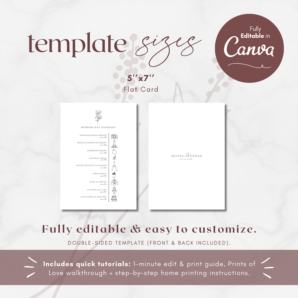 Alba Serenity Wedding Itinerary Template