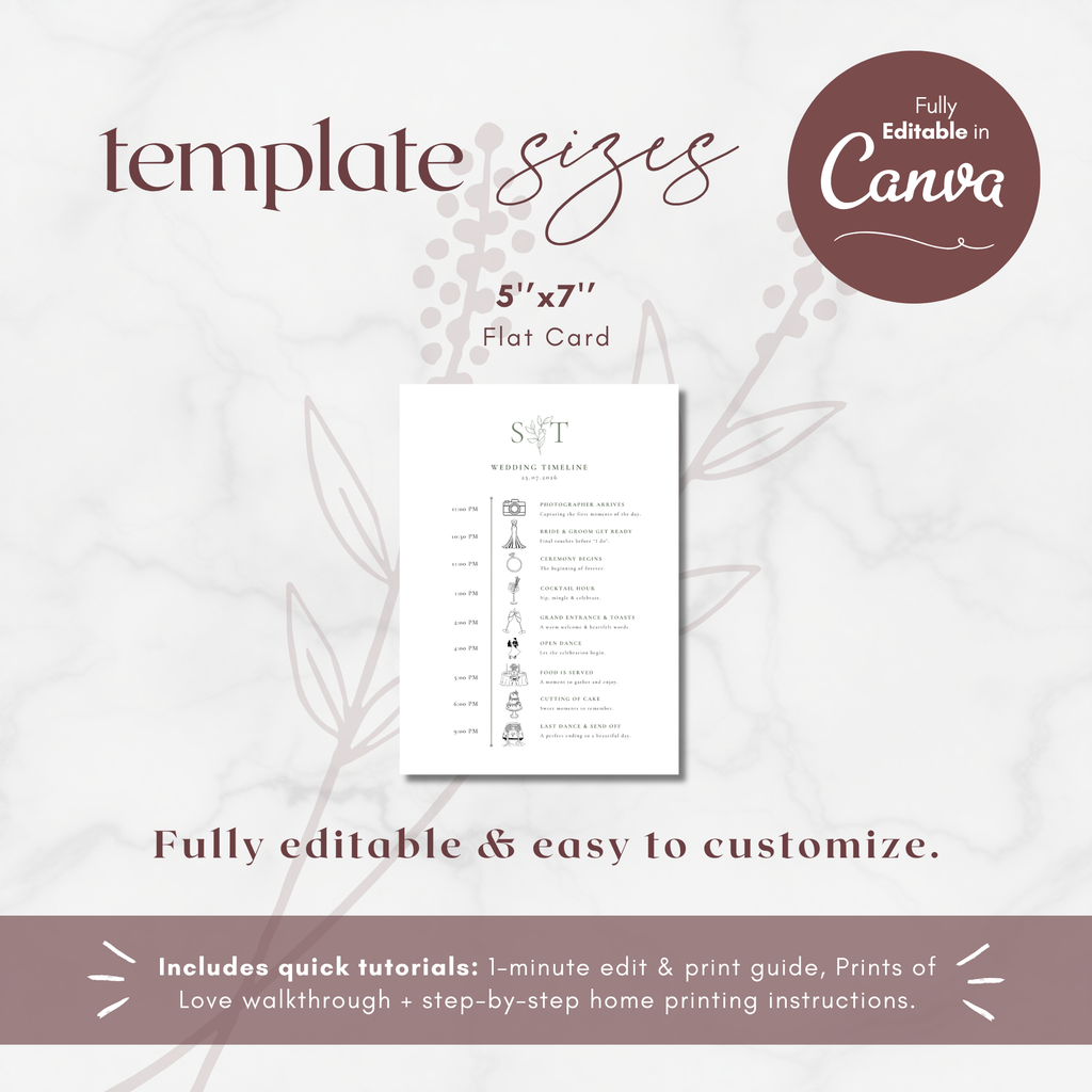 Oliva Essence Wedding Itinerary Template