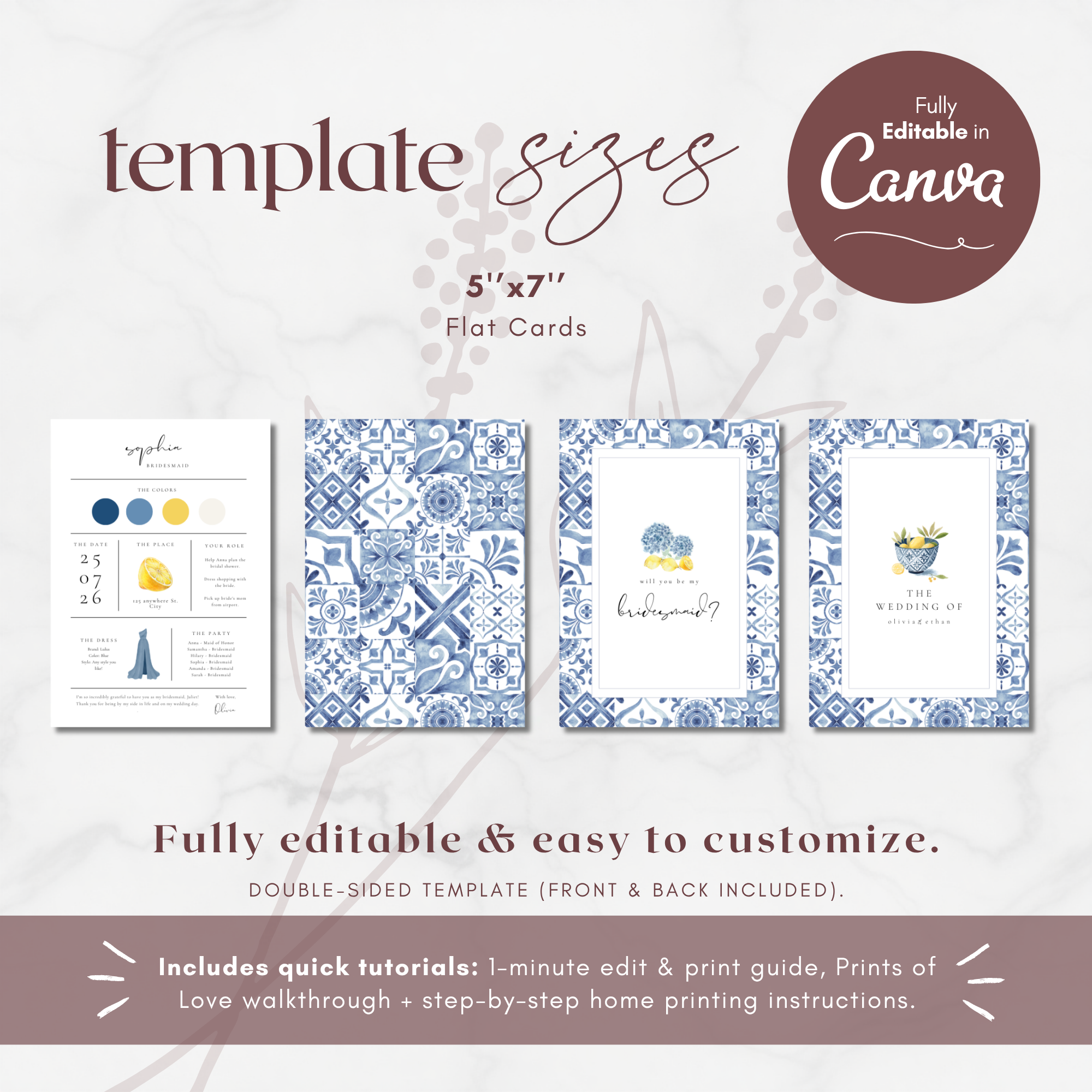 Solea Mare Bridesmaid Info Card Template