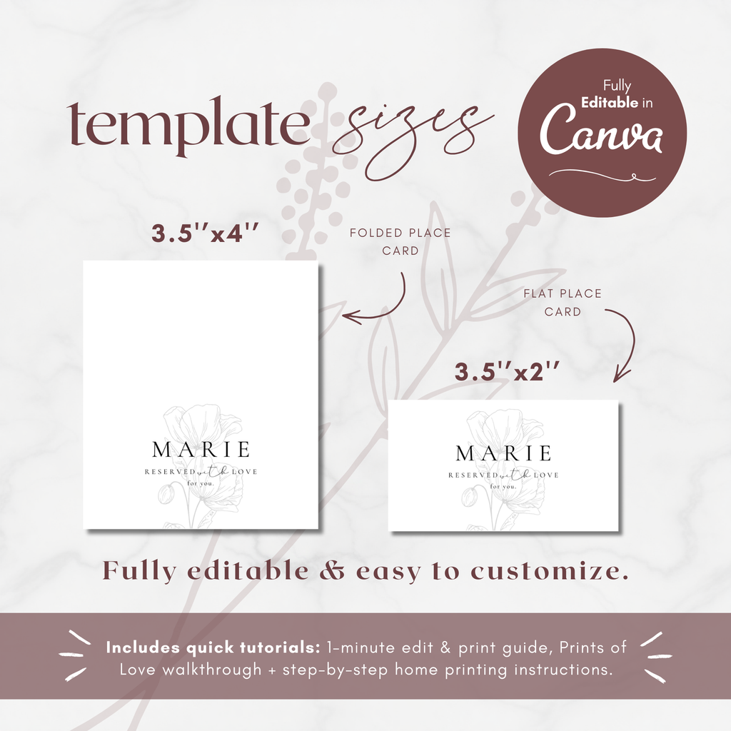 Alba Serenity Flat Wedding Place Card Template