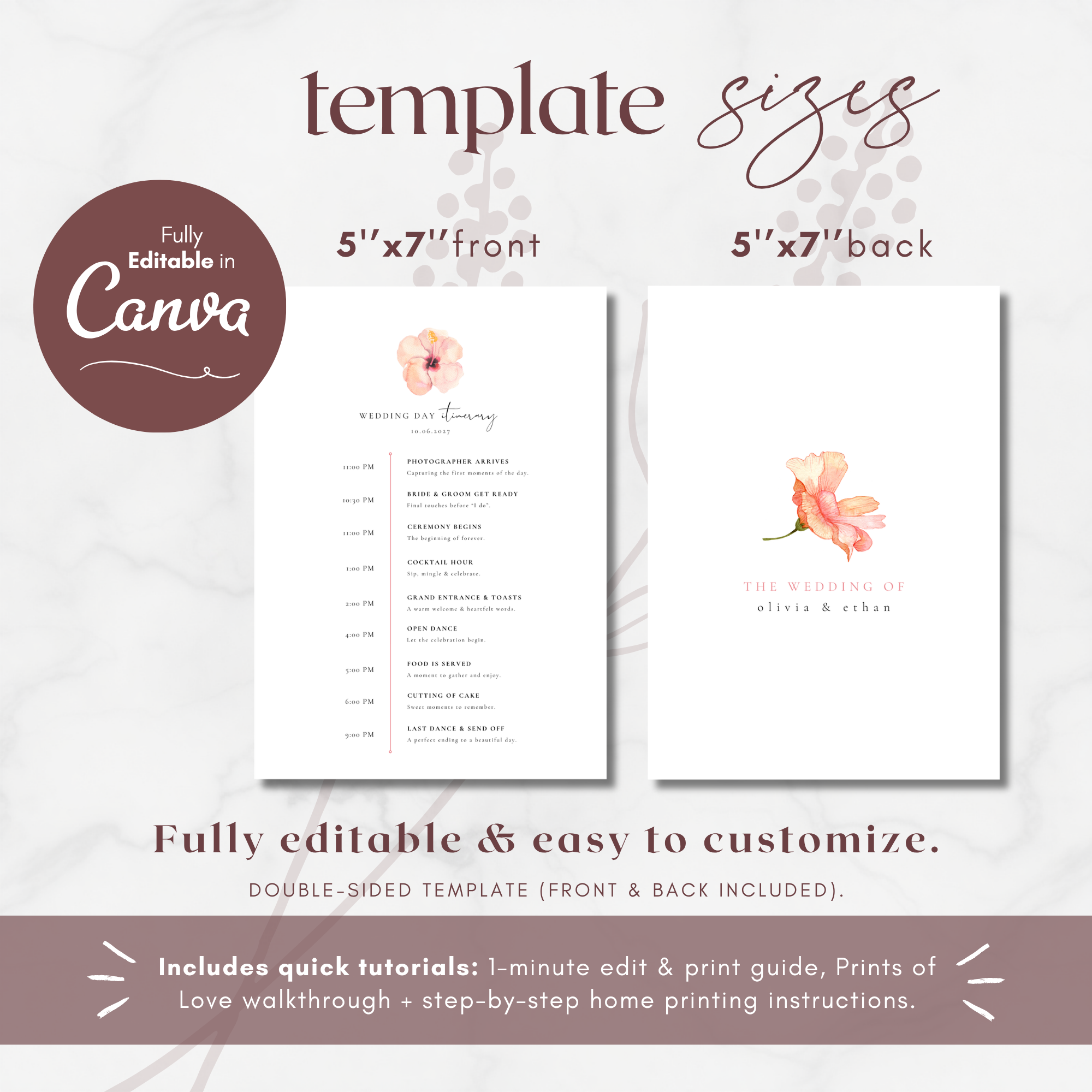 Aurora Valea Wedding Day Itinerary Template