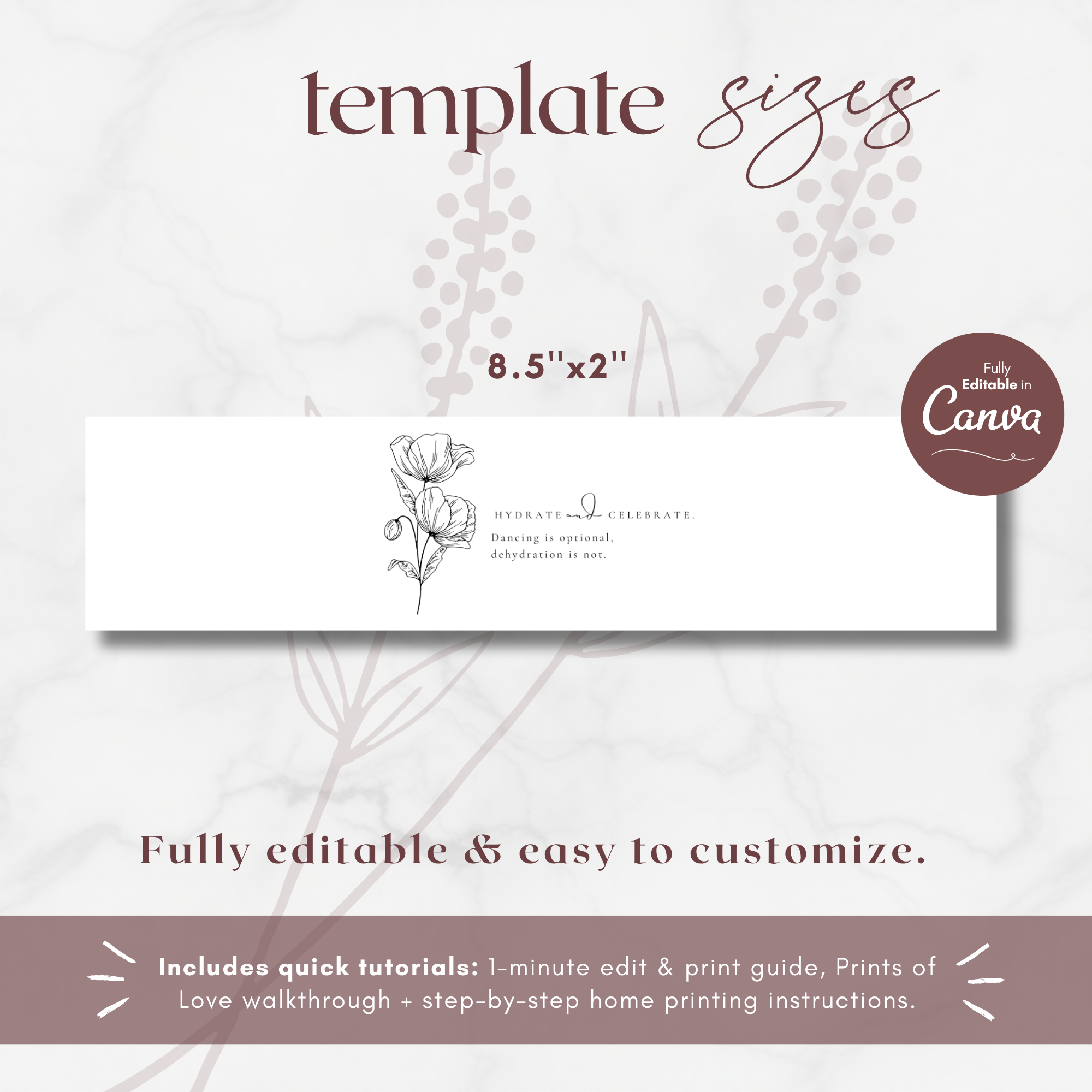 Alba Serenity Water Bottle Label Template