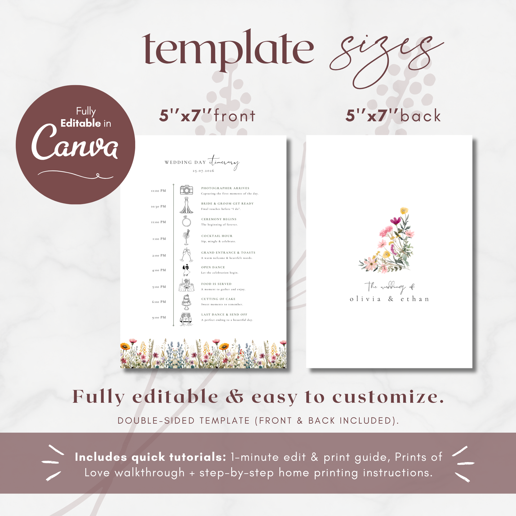 Aurora Valea Wedding Day Itinerary Template