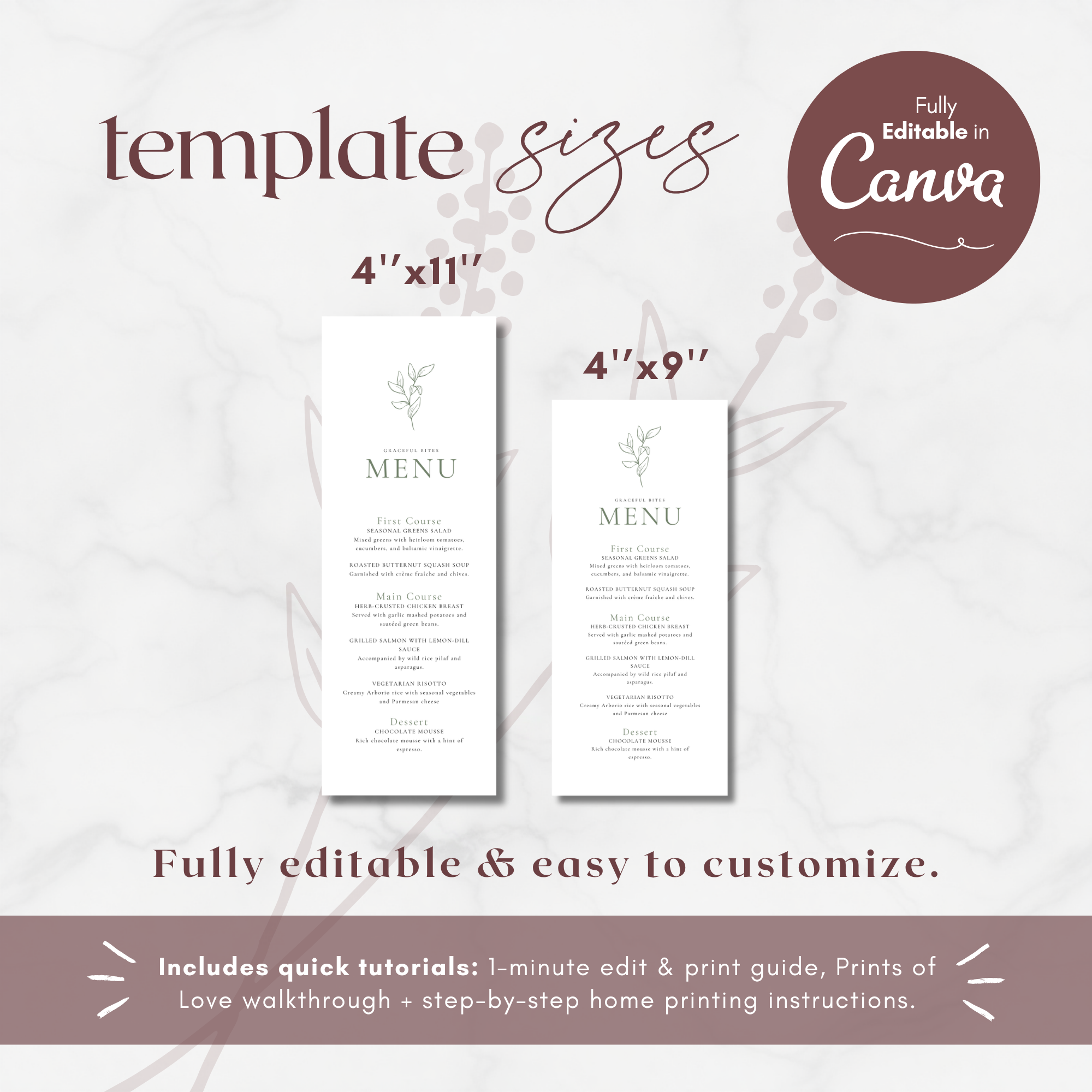 Oliva Essence Wedding Menu Template