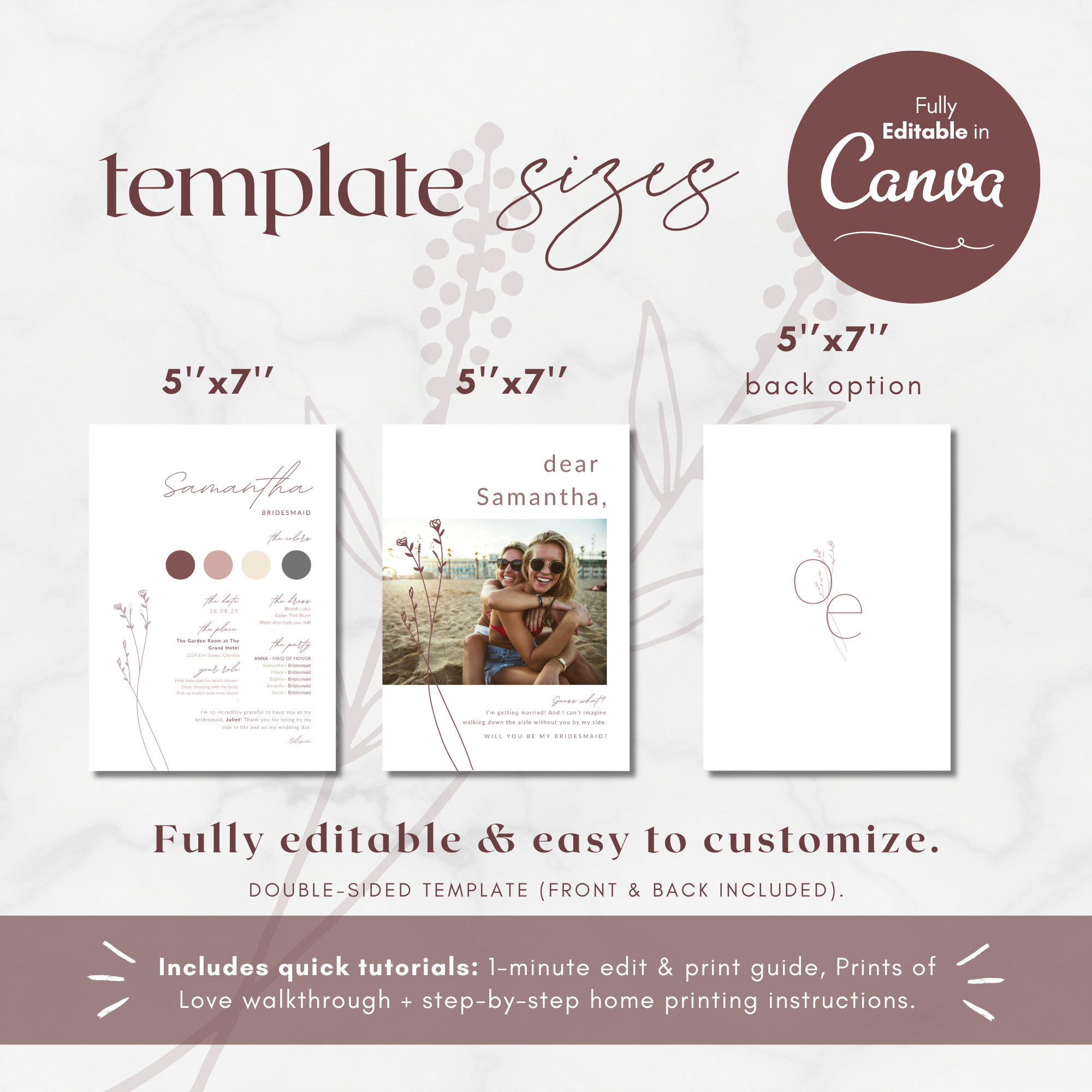 Modern Romantic Bridesmaid Proposal Card Template