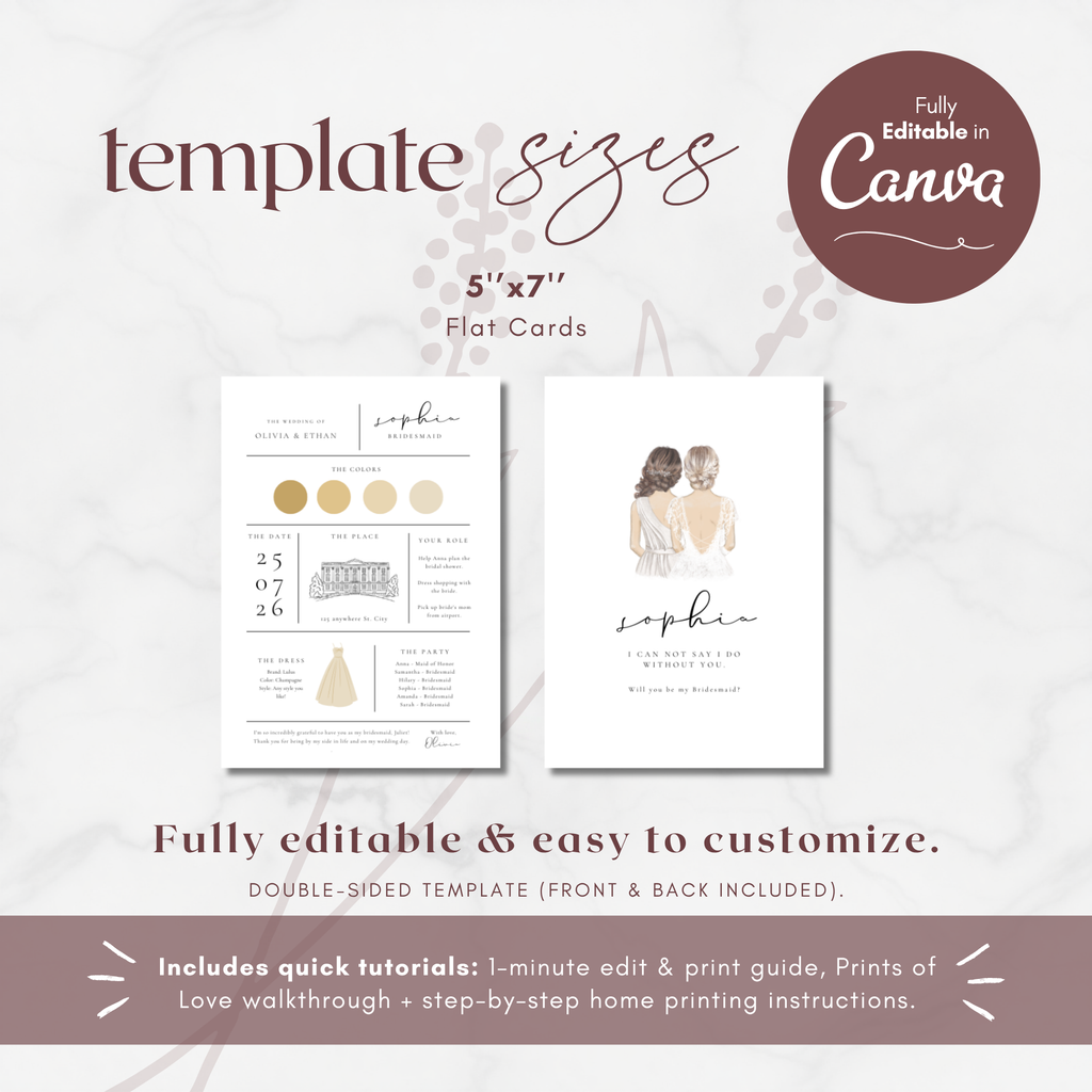 Alba Serenity Bridesmaid Info Card Template