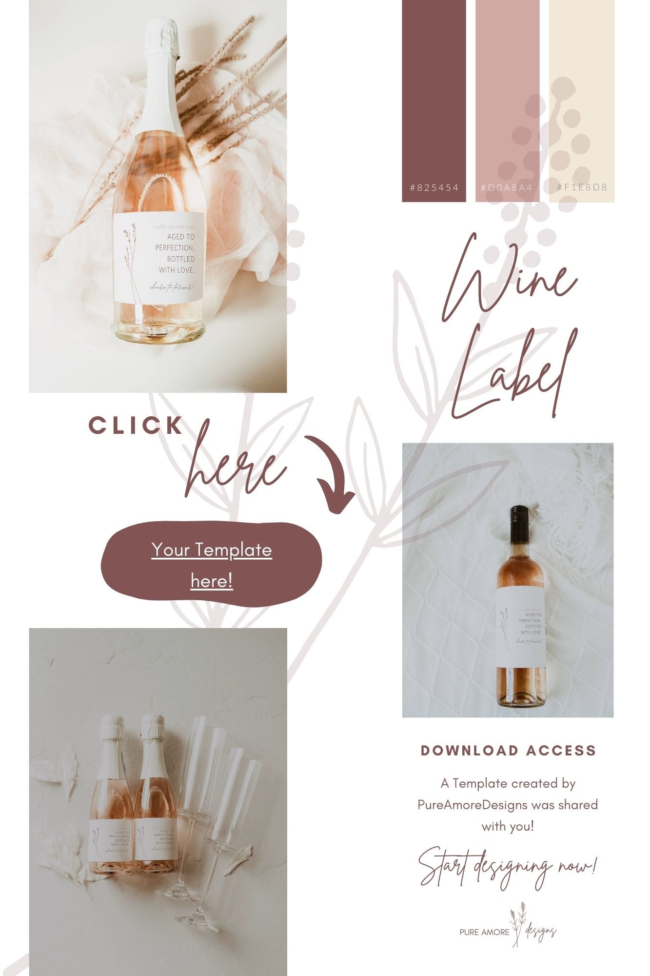 Wine Label Template | Option 01 | Modern Romantic Collection