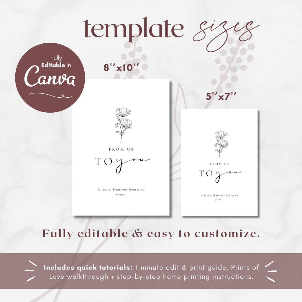 Alba Serenity Wedding Favors Sign Template