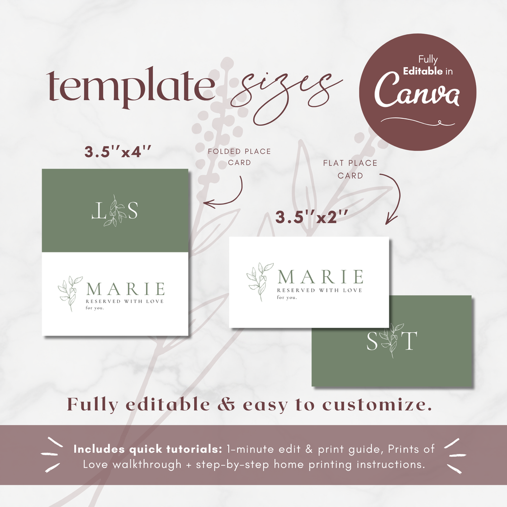 Oliva Essence Wedding Place Card Template