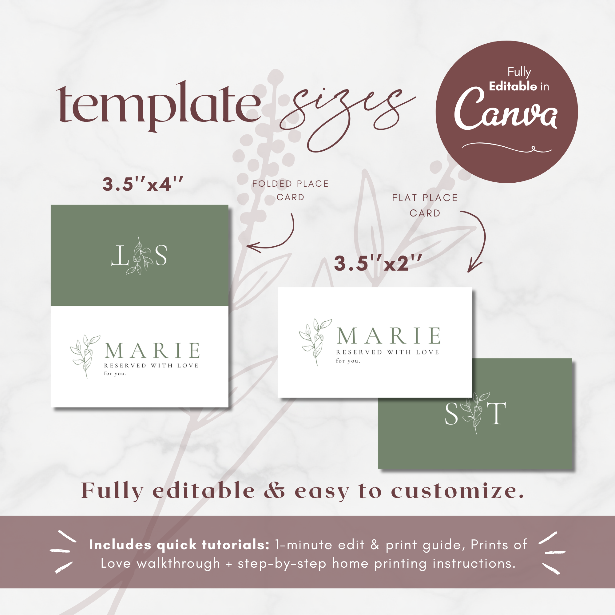Oliva Essence Wedding Place Card Template