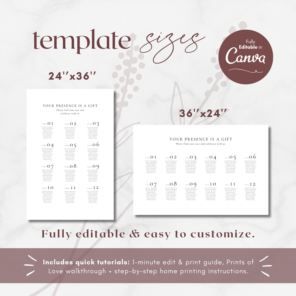 Alba Serenity Seating Chart Template