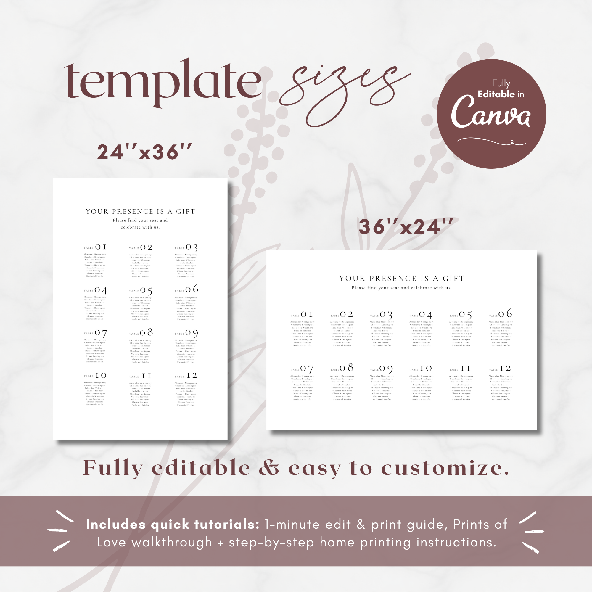 Alba Serenity Seating Chart Template