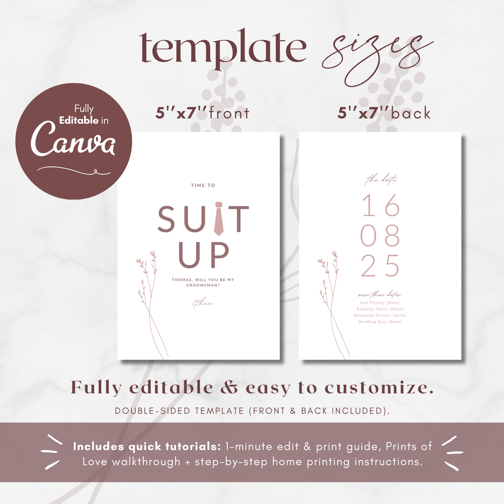 Modern Romantic Groomsmen Proposal Card Template