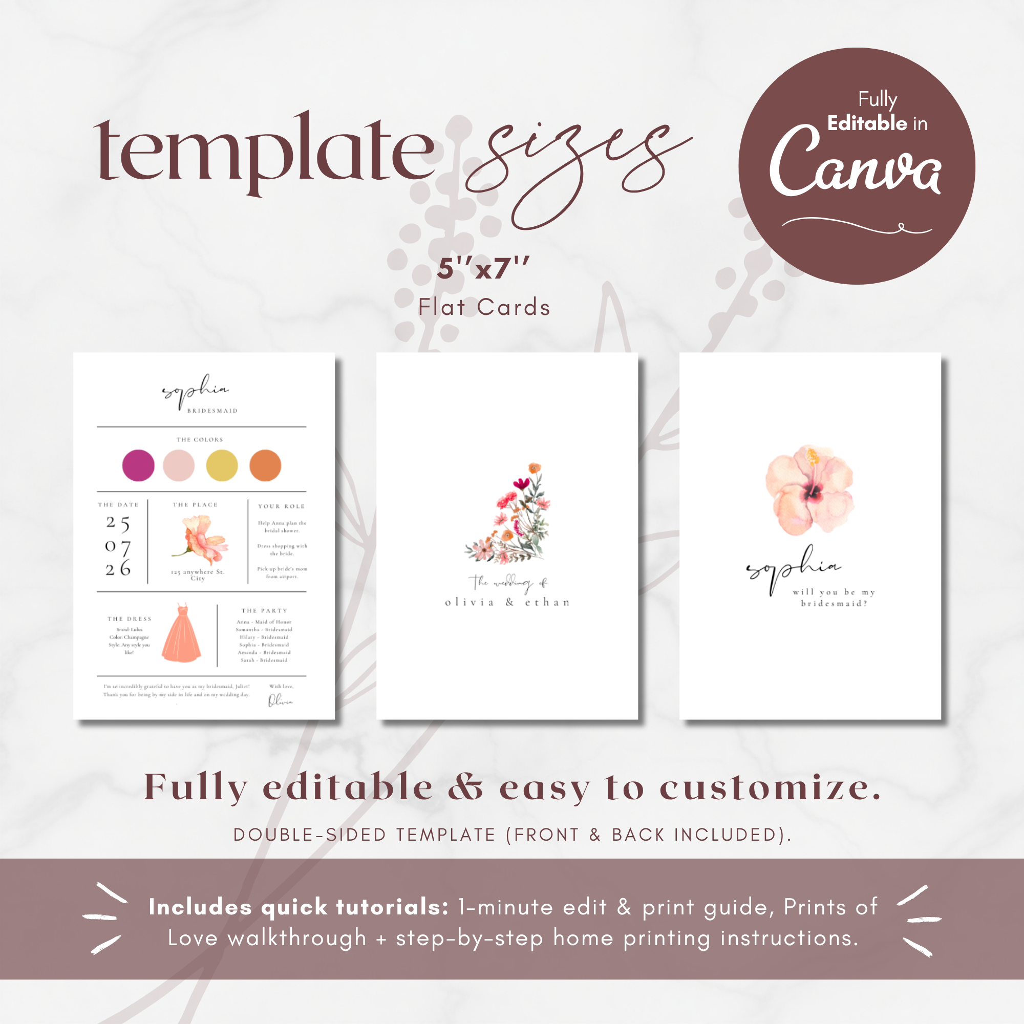 Aurora Valea Bridesmaid Info Card Template