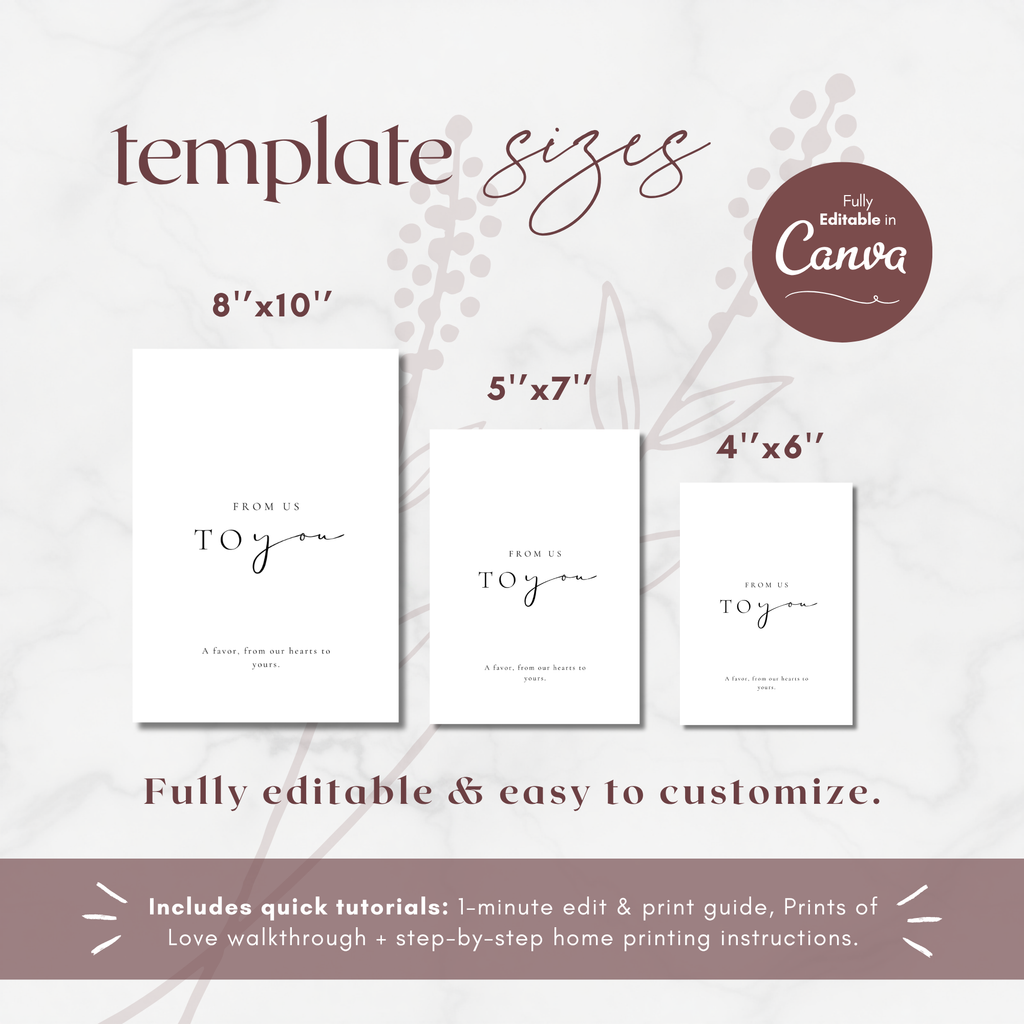 Alba Serenity Wedding Favors Sign Template