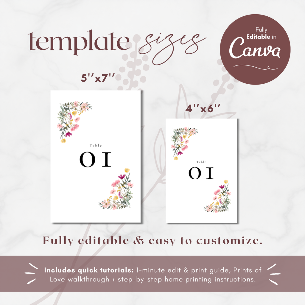 Aurora Valea Table Numbers Templates