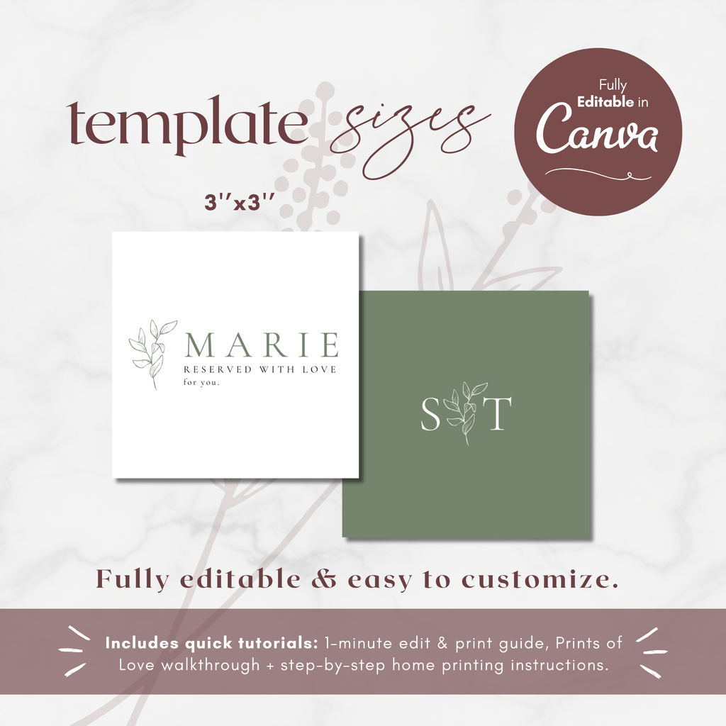 Oliva Essence Wedding Place Card Template