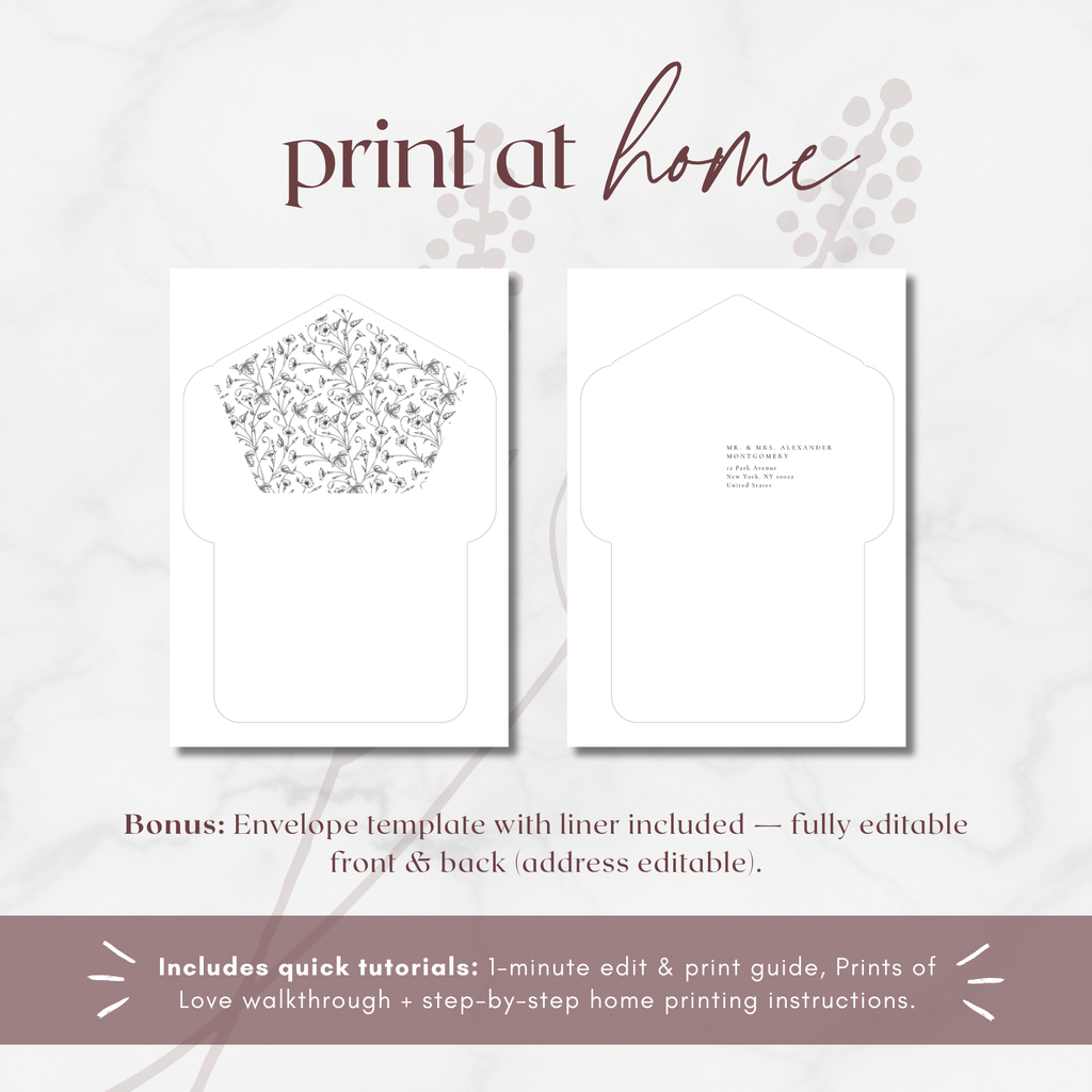 Alba Serenity Envelope Liner Template