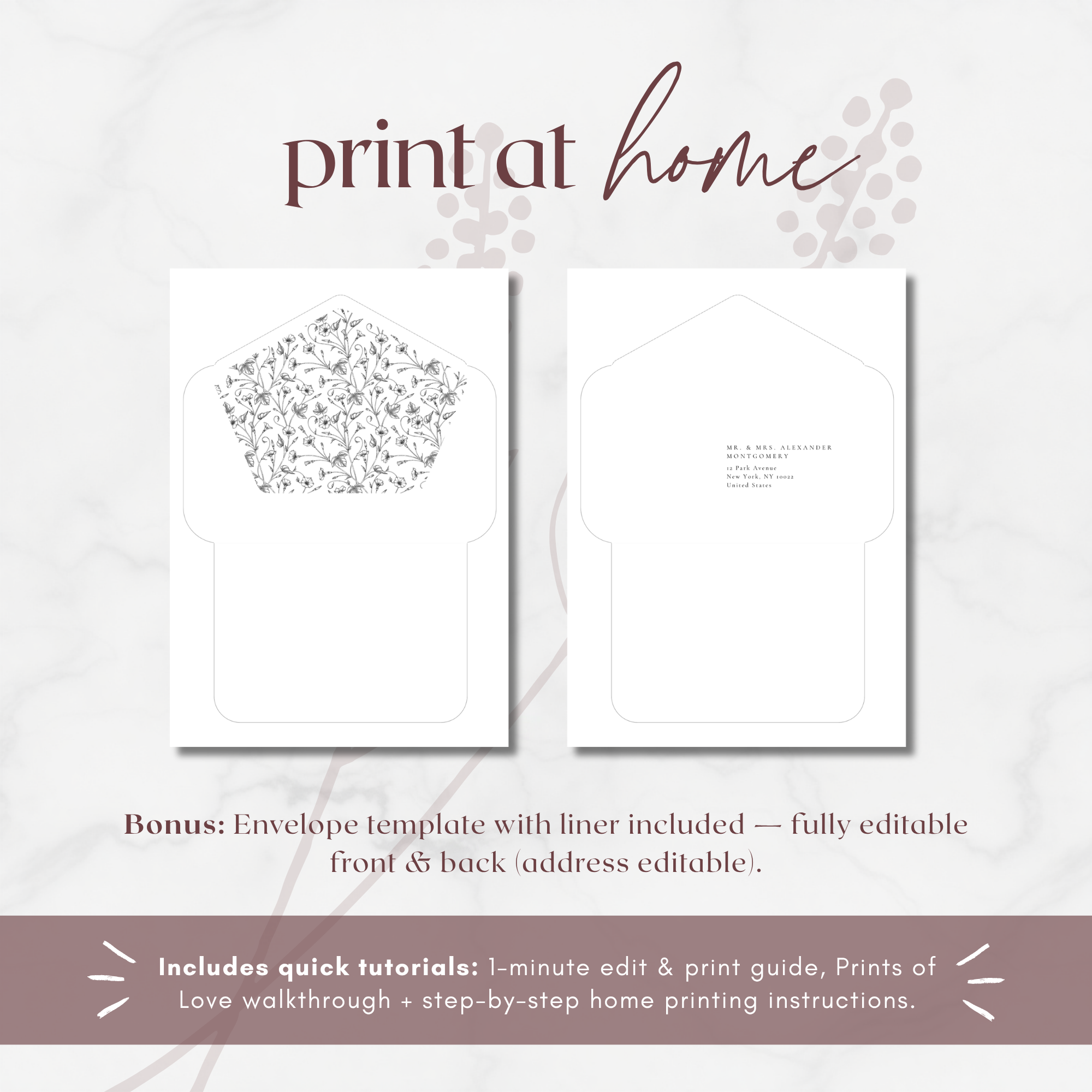 Alba Serenity Envelope Liner Template