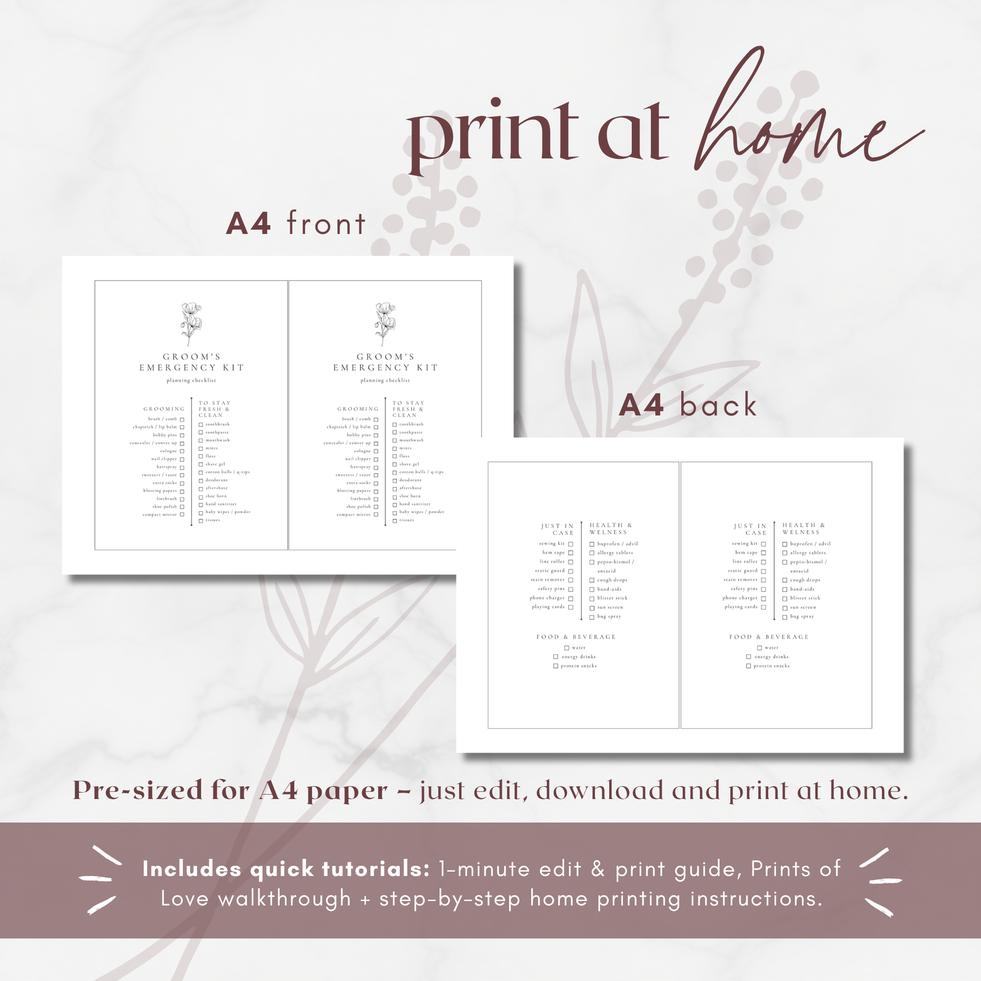 Alba Serenity Groom’s Emergency Kit Checklist Template