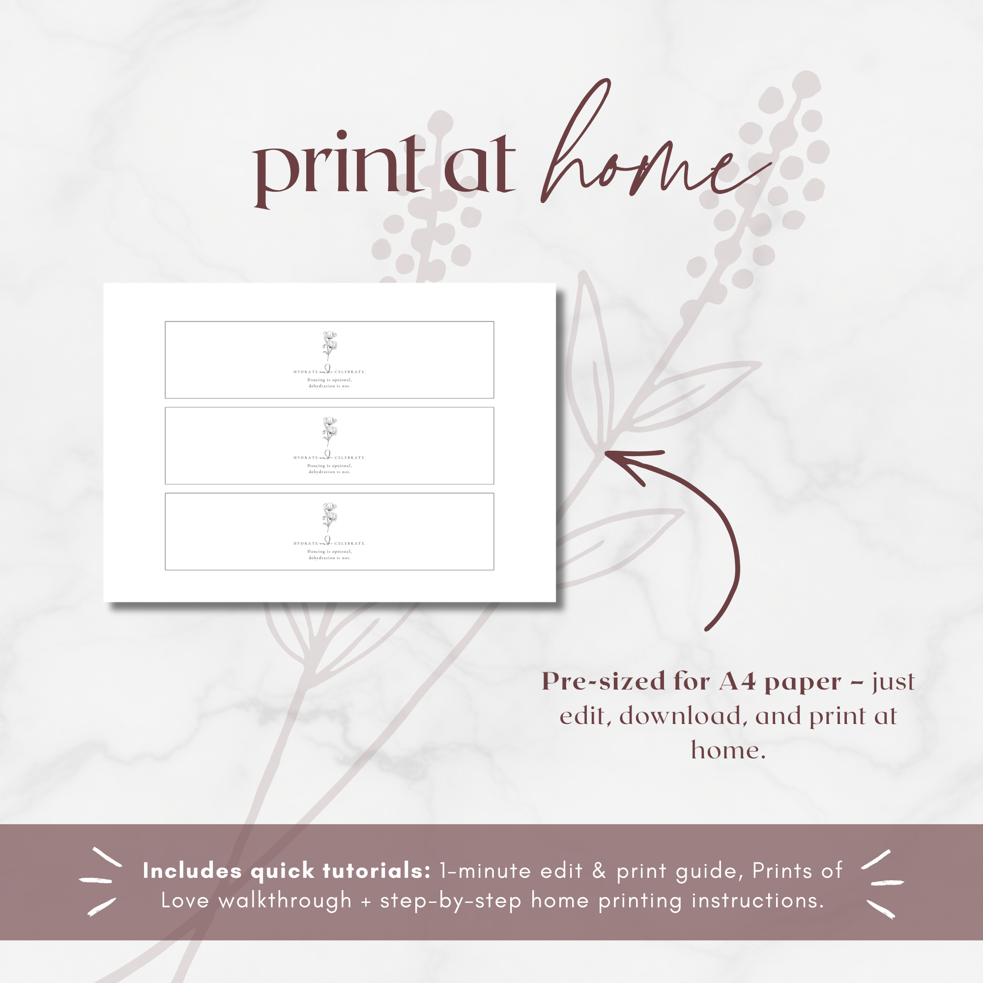 Alba Serenity Water Bottle Label Template