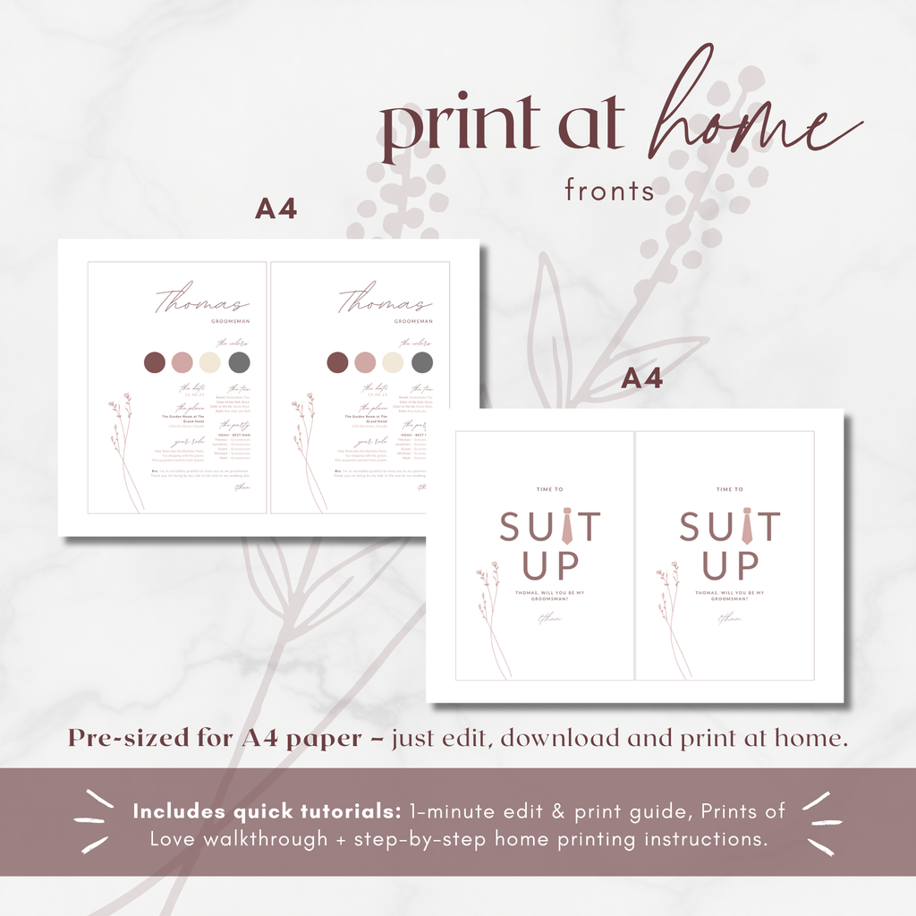 Modern Romantic Groomsmen Info Card Template