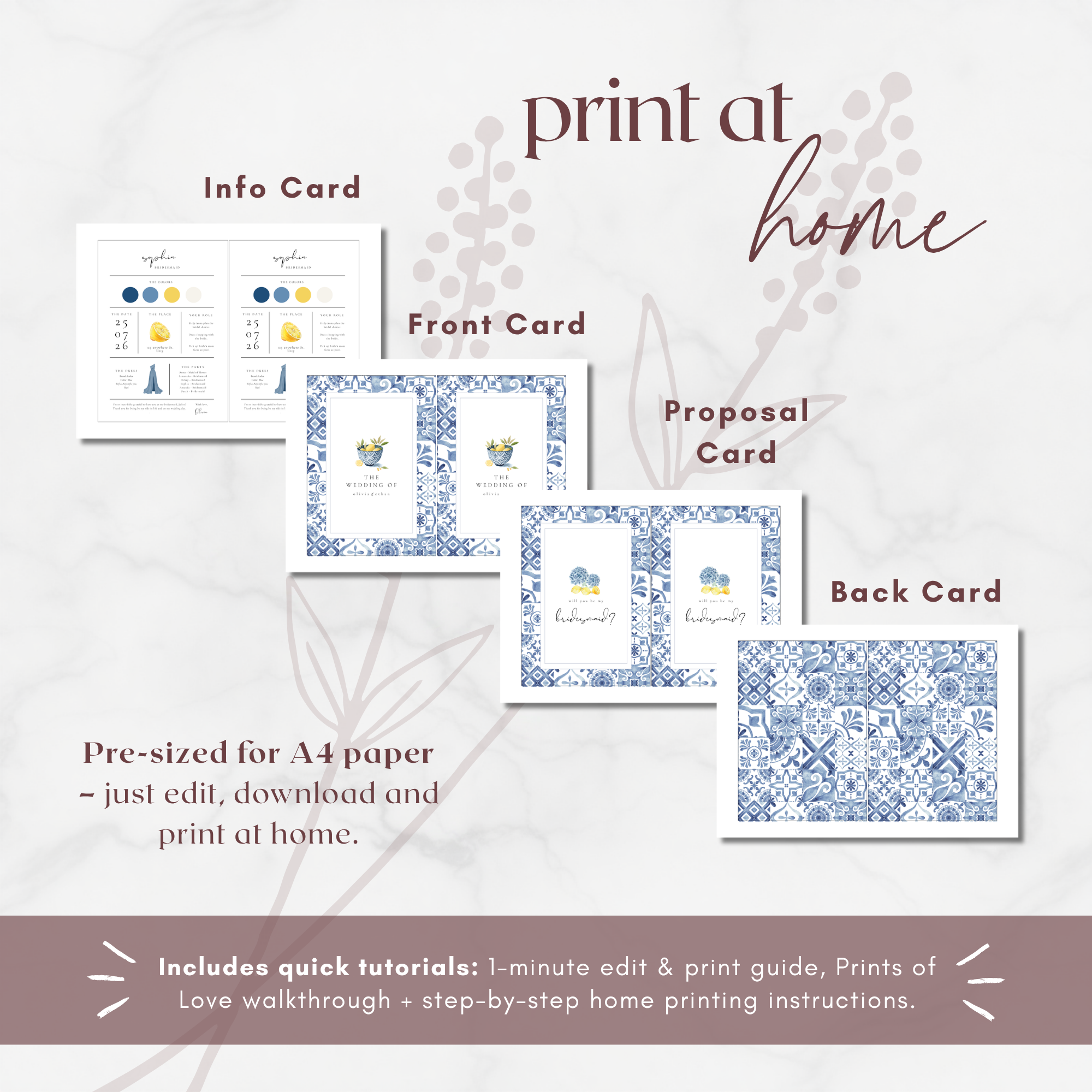 Solea Mare Bridesmaid Info Card Template