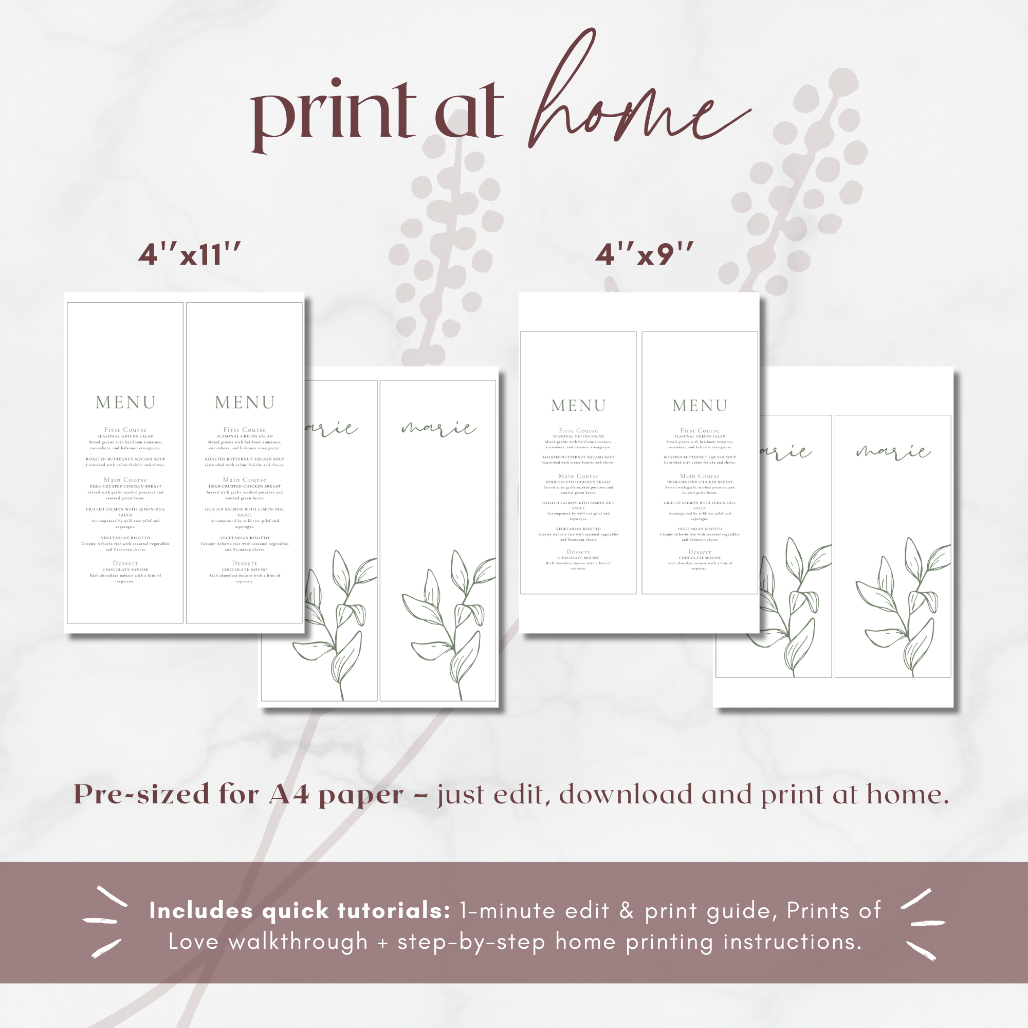 Oliva Essence Wedding Menu Template