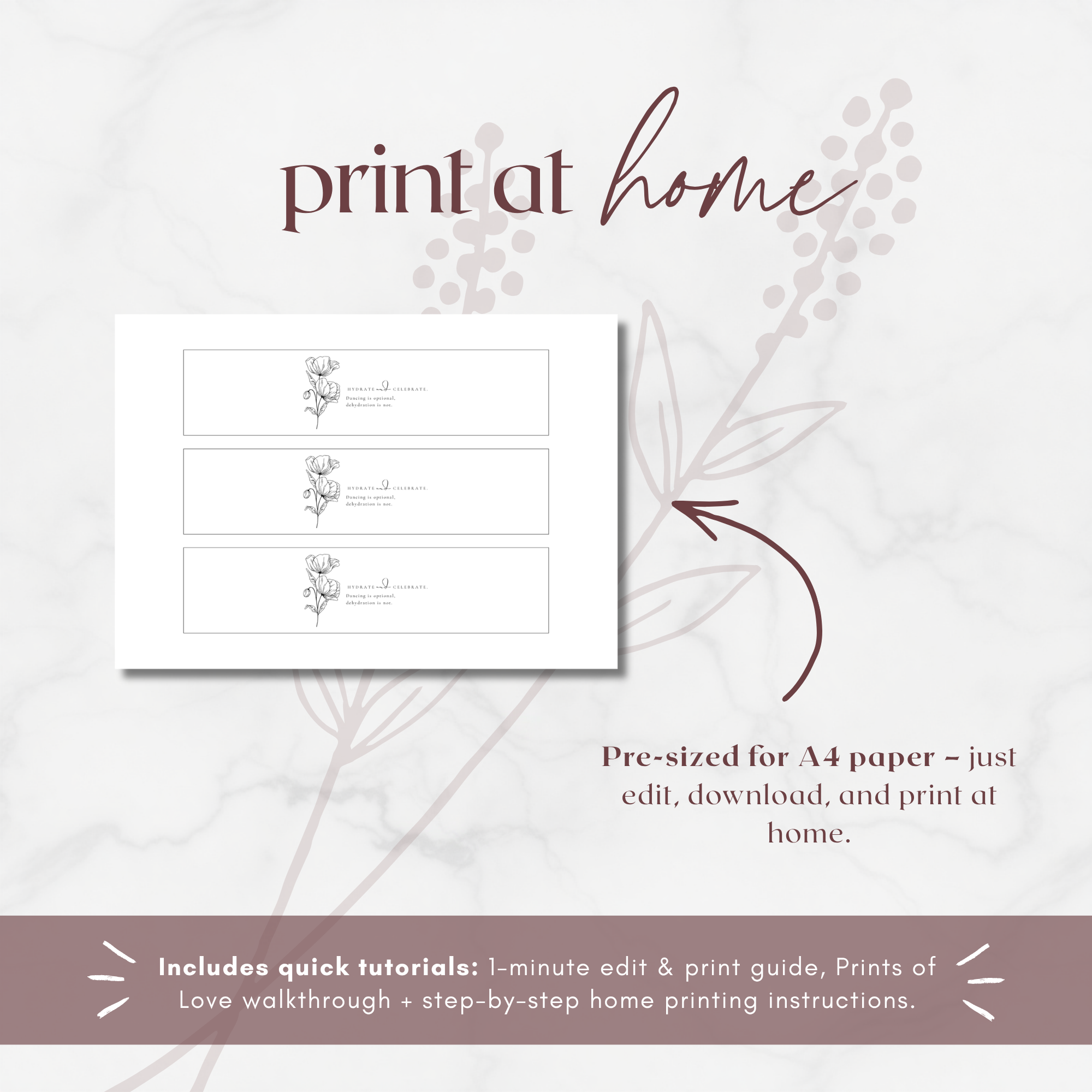 Alba Serenity Water Bottle Label Template