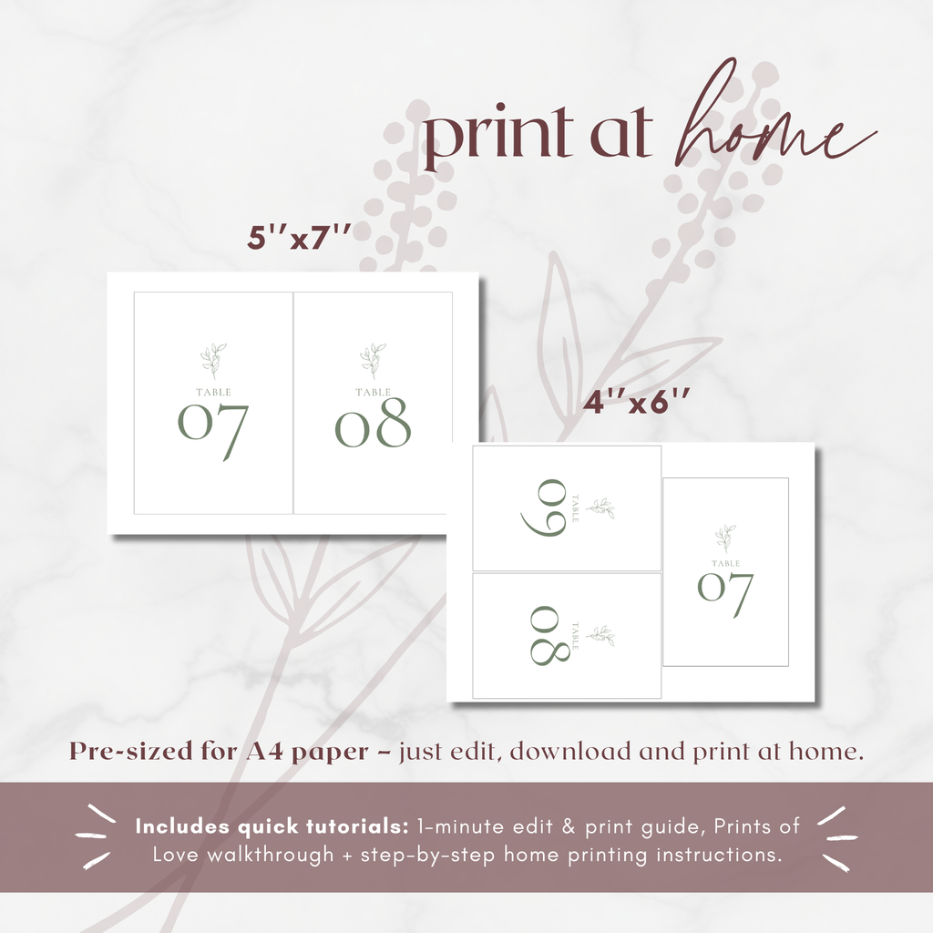Oliva Essence Table Numbers Template