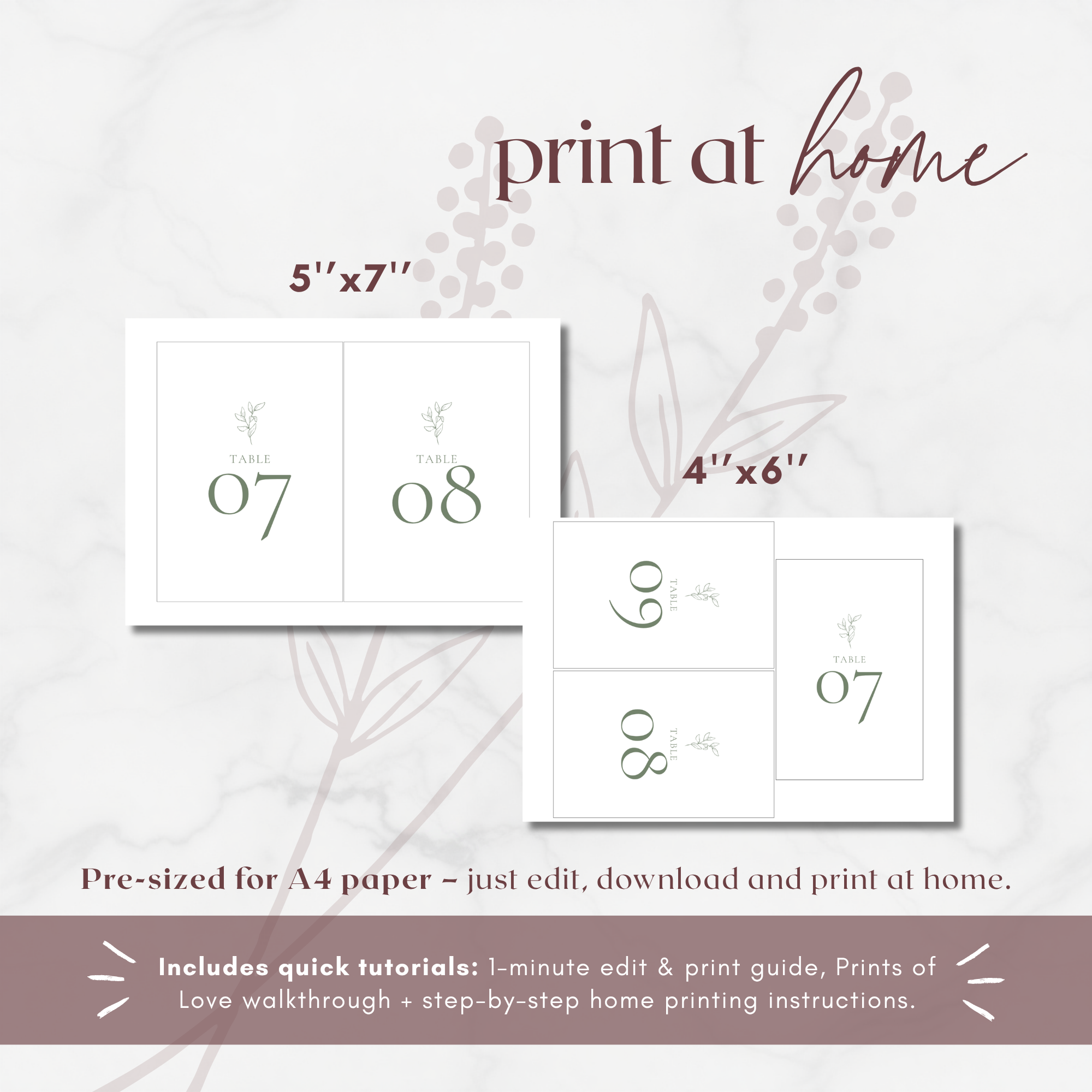 Oliva Essence Table Numbers Template
