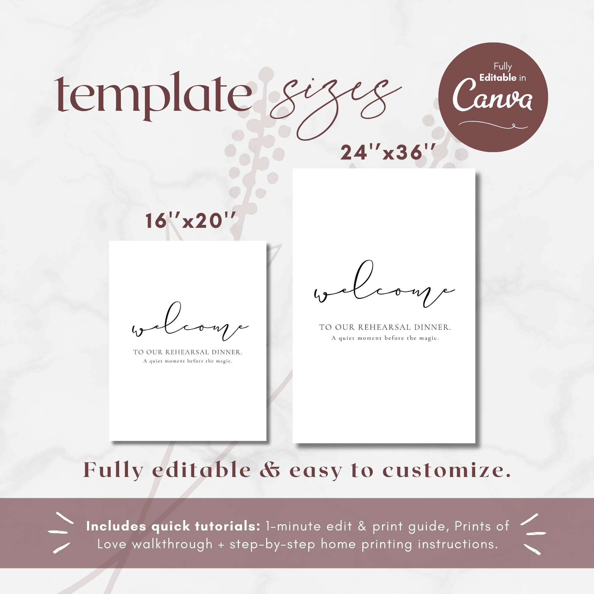 Alba Serenity Wedding Rehearsal Dinner Sign Template