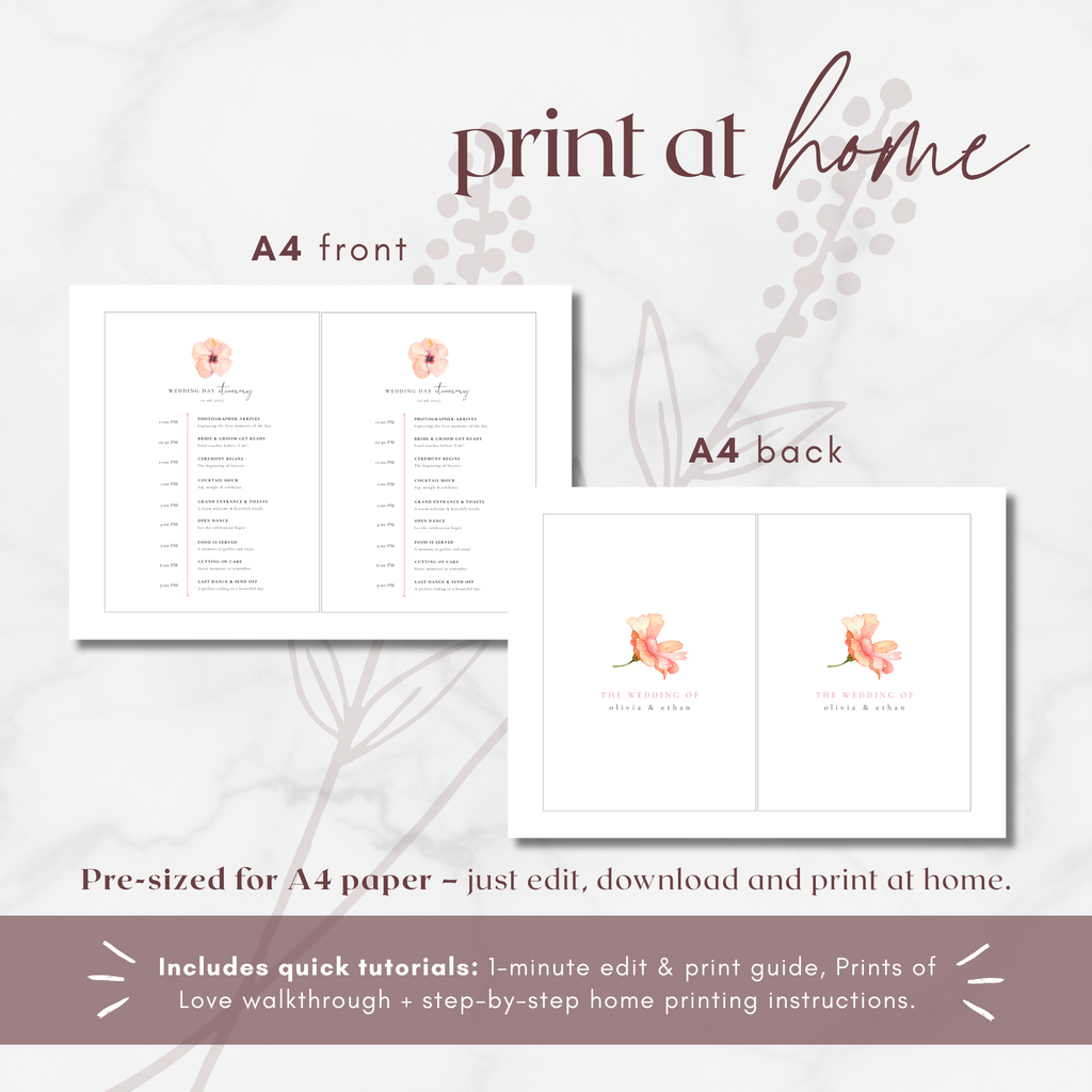 Aurora Valea Wedding Day Itinerary Template