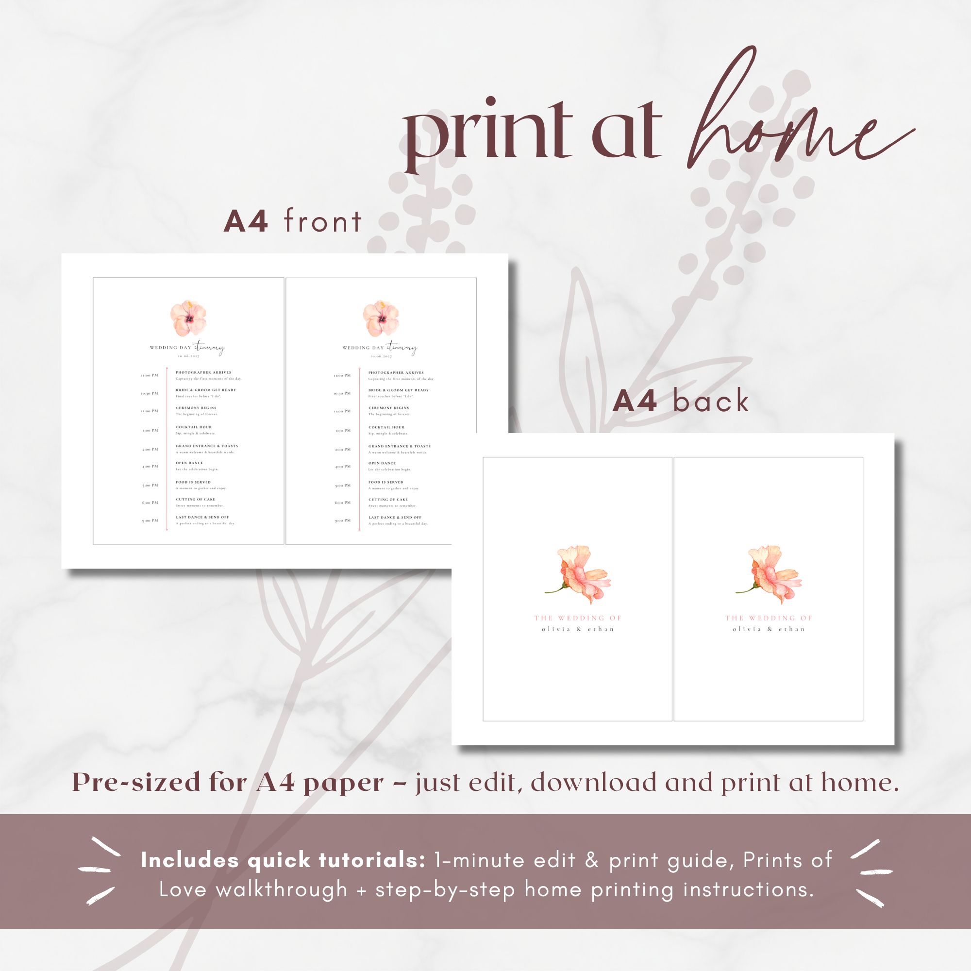 Aurora Valea Wedding Day Itinerary Template