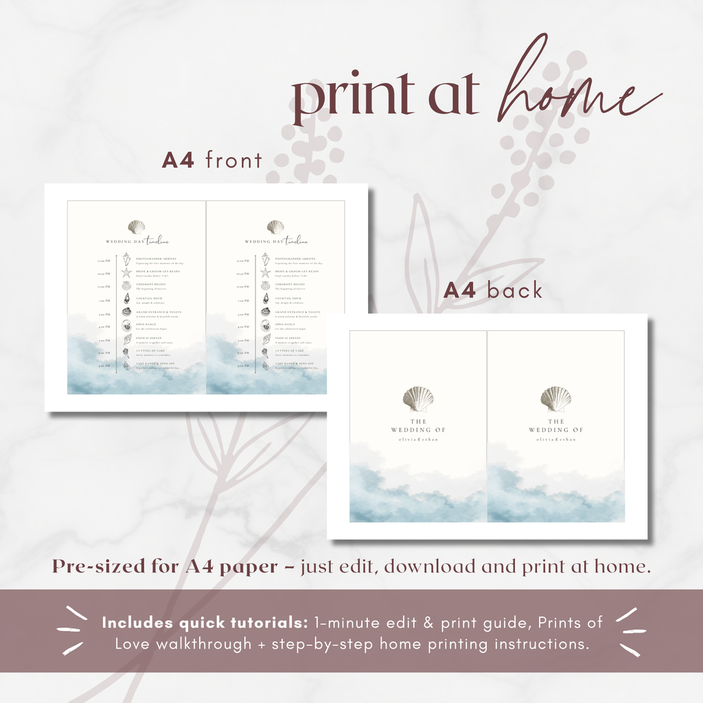 Coastal Whisper Wedding Day Itinerary Template