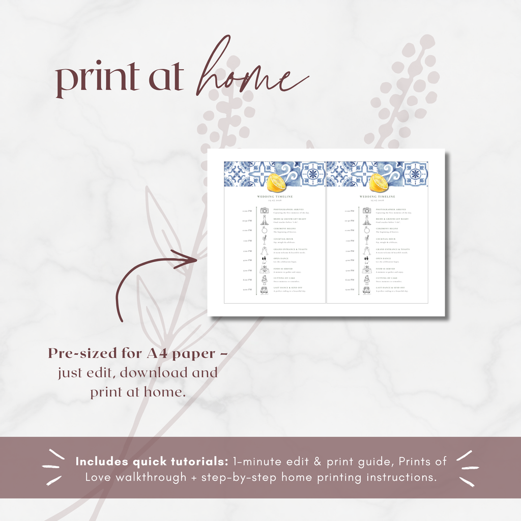 Solea Mare Wedding Day Itinerary Template