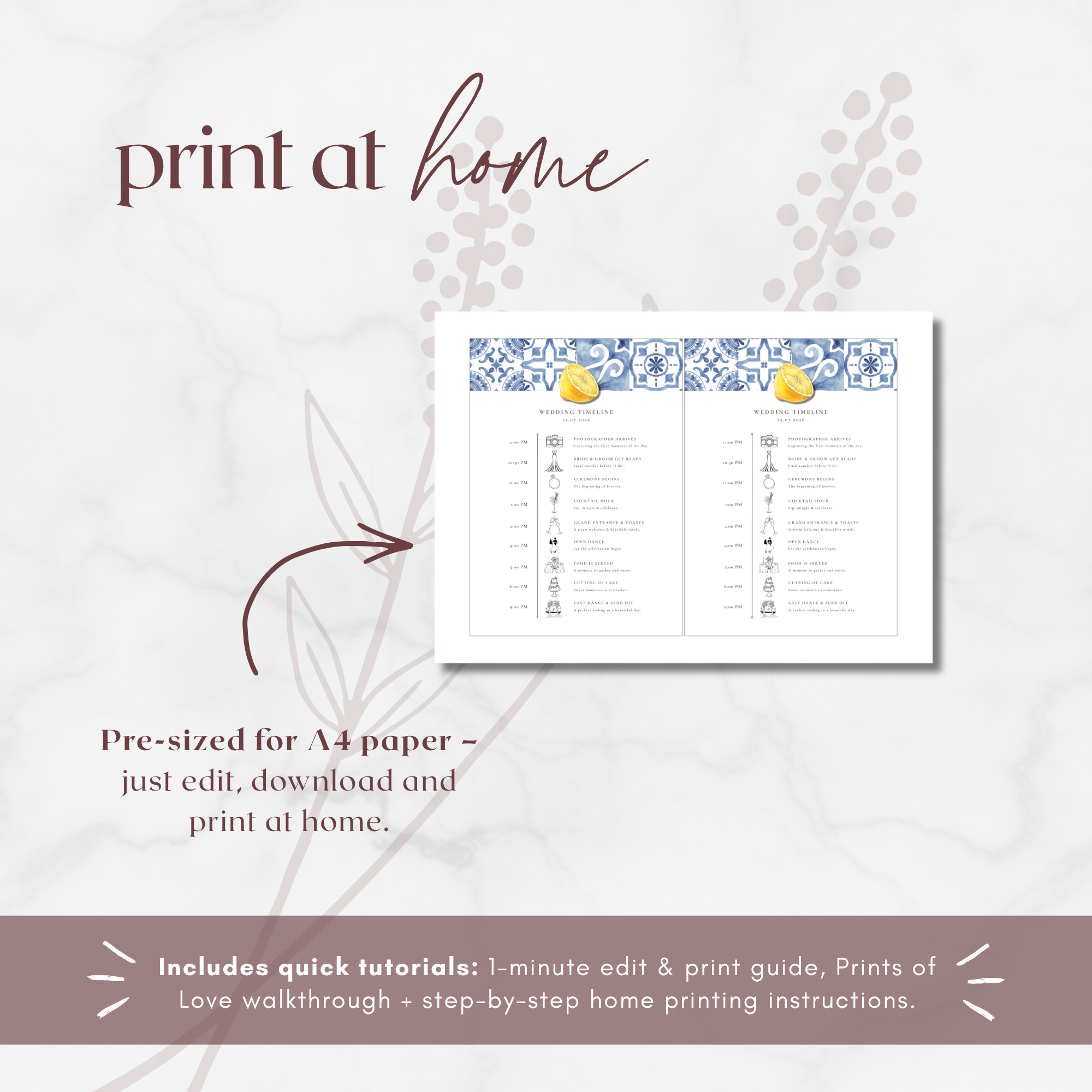 Solea Mare Wedding Day Itinerary Template