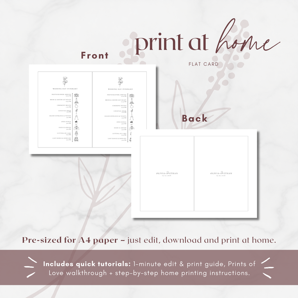 Alba Serenity Wedding Itinerary Template