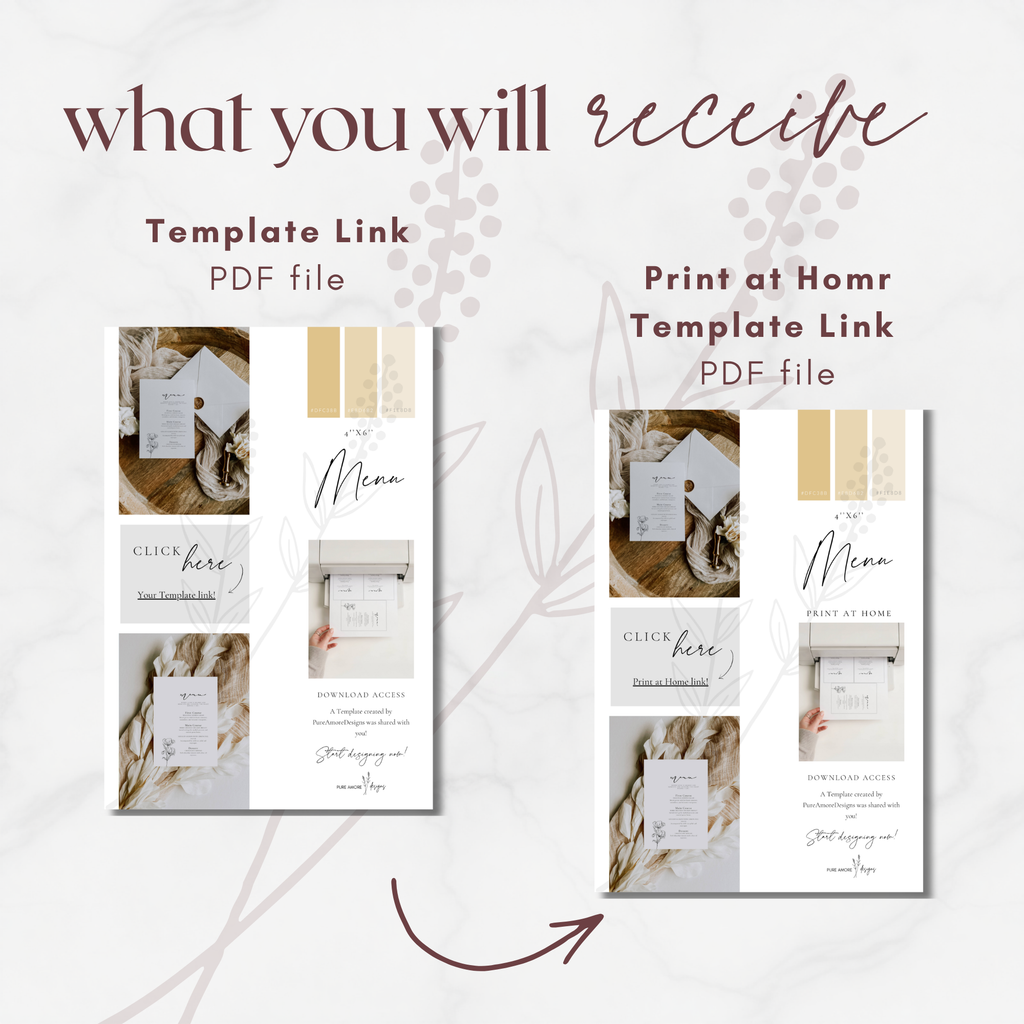 Alba Serenity Wedding Menu Template