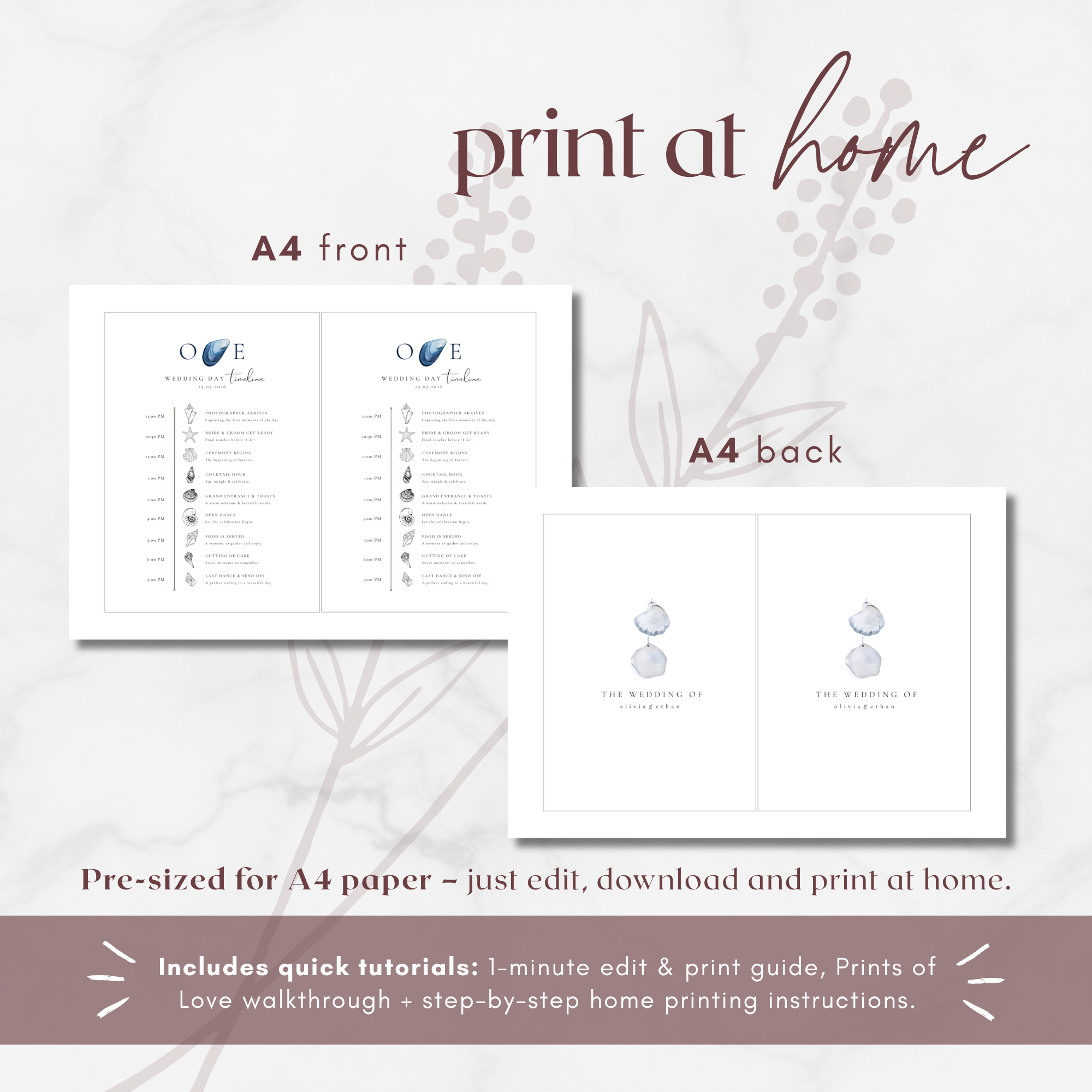 Coastal Whisper Wedding Day Itinerary Template