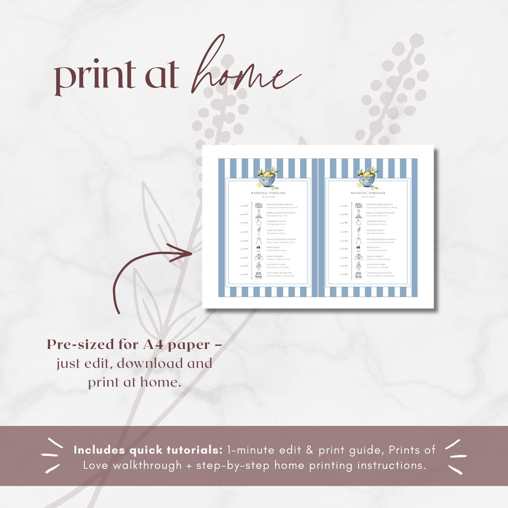 Solea Mare Wedding Day Itinerary Template