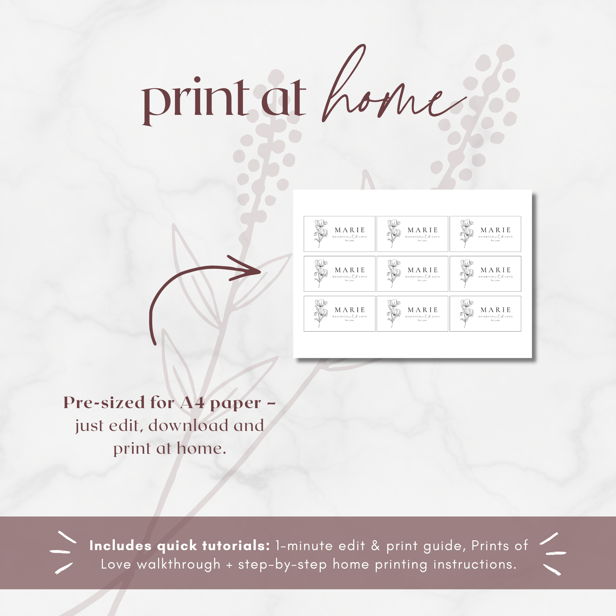 Alba Serenity Wedding Menu Name Tag Template