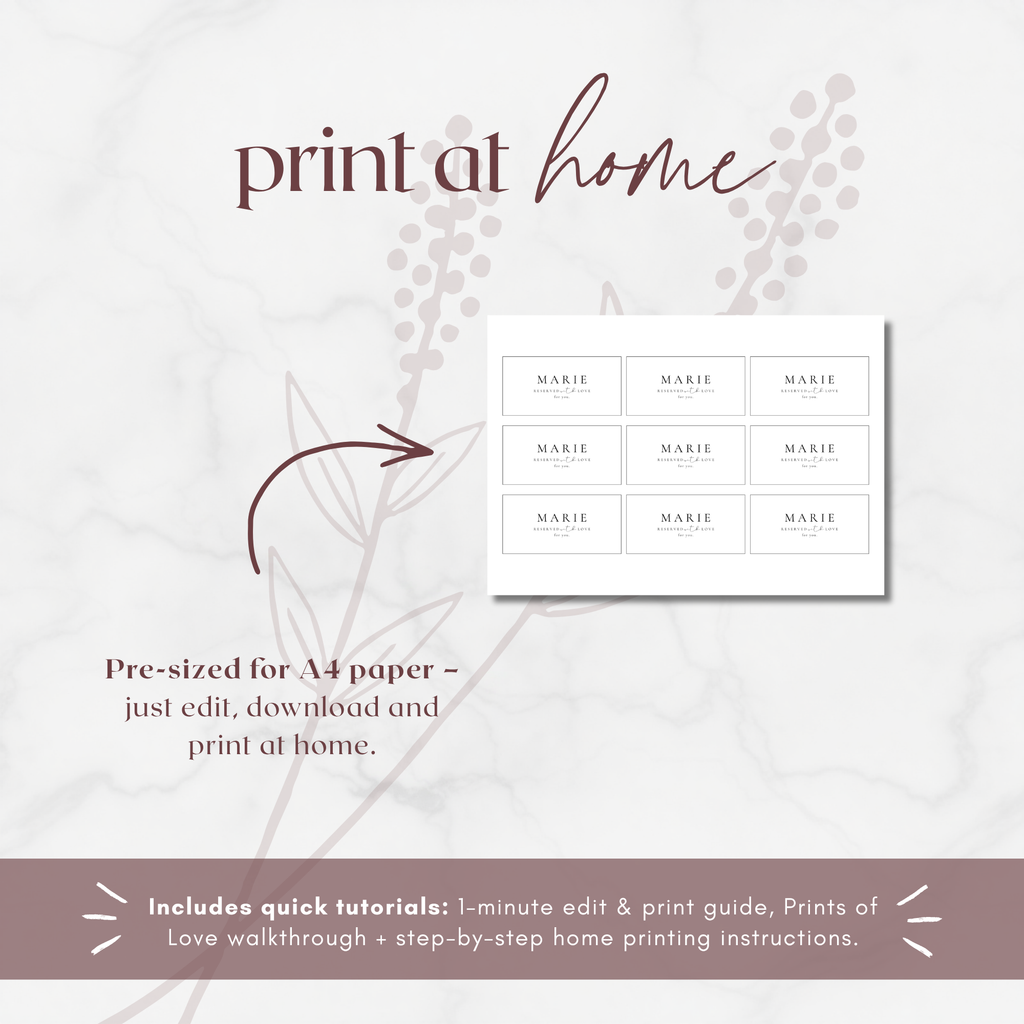 Alba Serenity Wedding Menu Name Tag Template