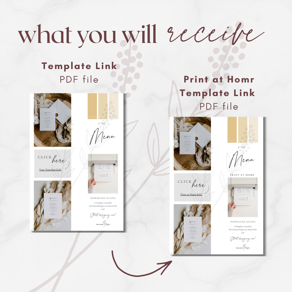 Alba Serenity Wedding Menu Template