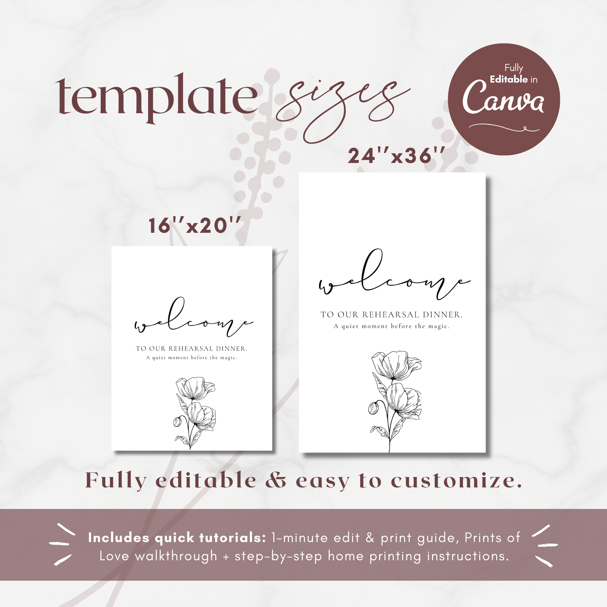Alba Serenity Wedding Rehearsal Dinner Sign Template